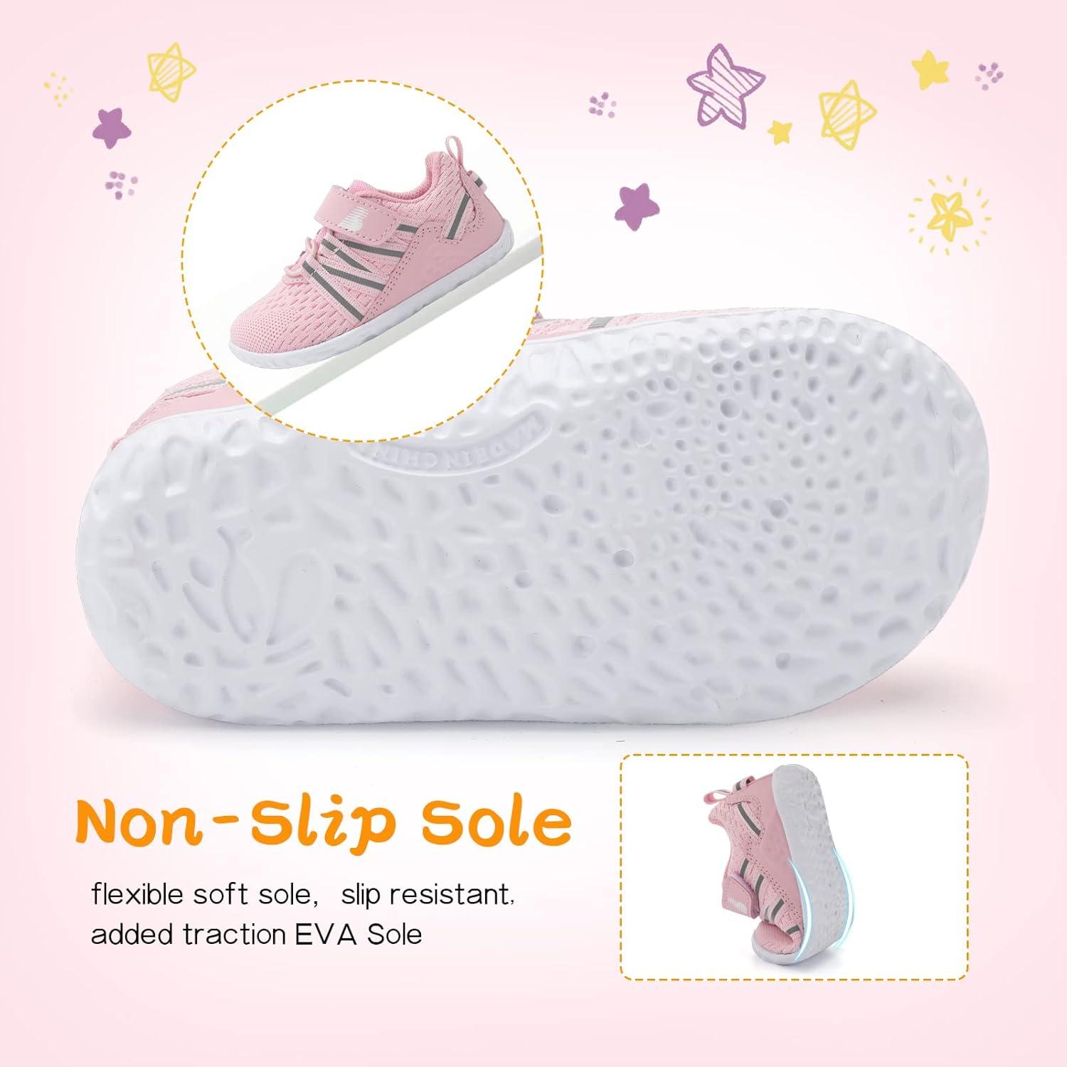 imageBARERUN Baby Sneakers Toddler Shoes Soft AntiSlip Sole Newborn First Walkers Infant Toddler Breathable Athletic Running ShoesA Pink
