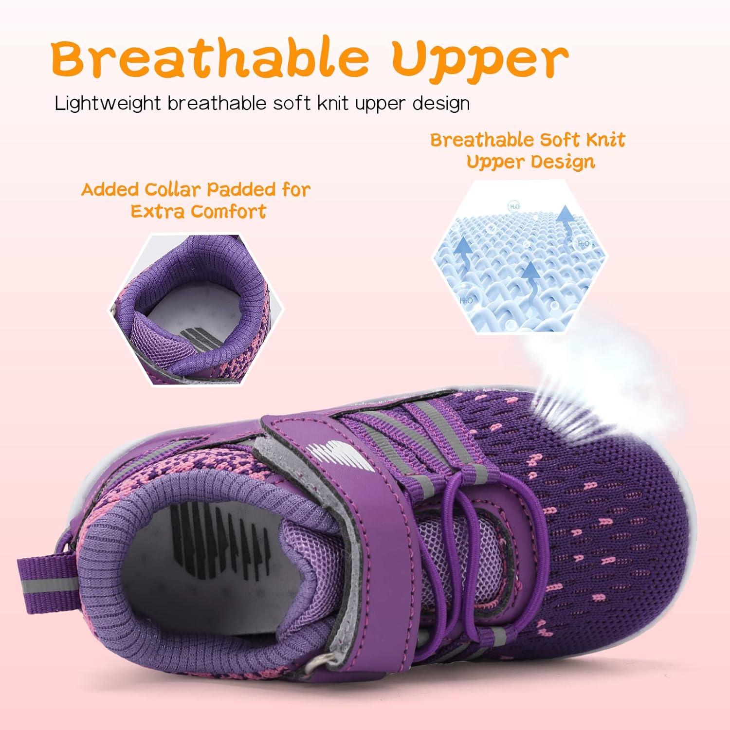 imageBARERUN Baby Sneakers Toddler Shoes Soft AntiSlip Sole Newborn First Walkers Infant Toddler Breathable Athletic Running ShoesA Purple