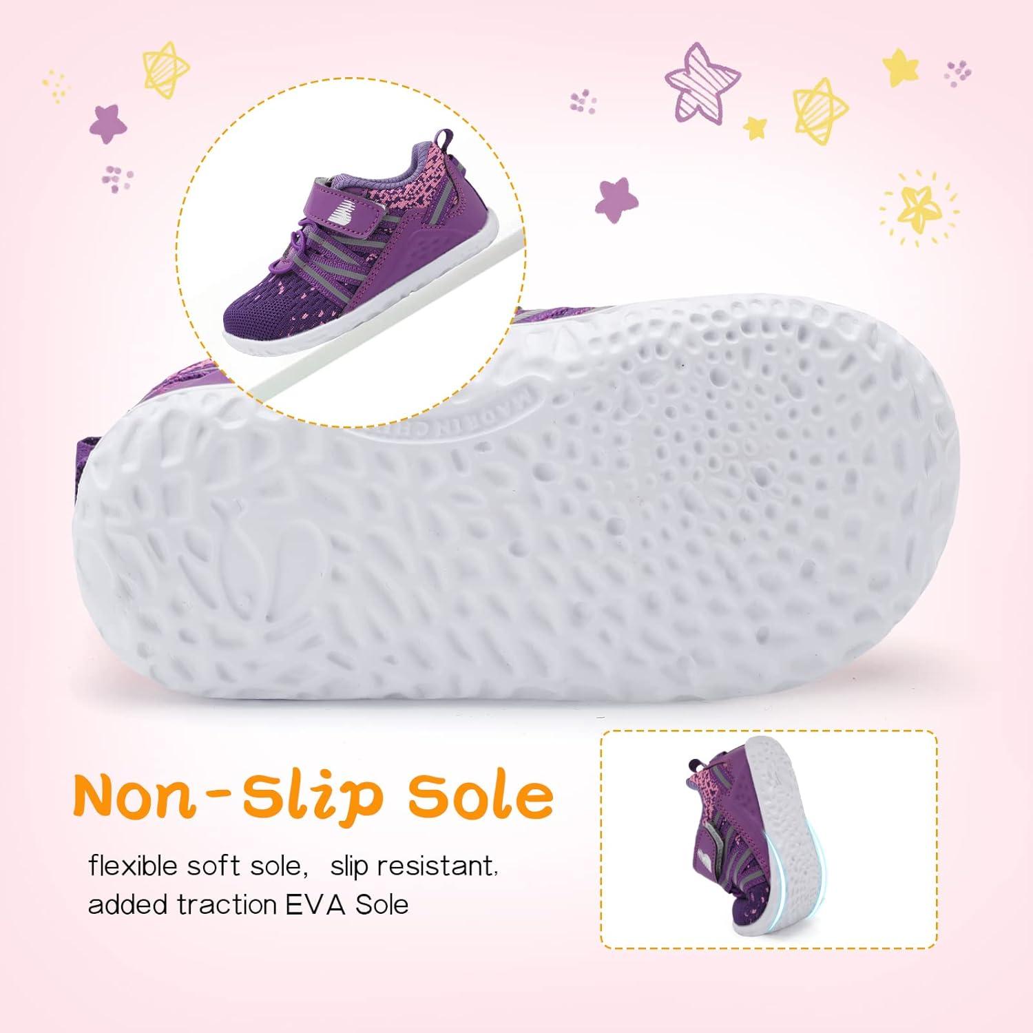 imageBARERUN Baby Sneakers Toddler Shoes Soft AntiSlip Sole Newborn First Walkers Infant Toddler Breathable Athletic Running ShoesA Purple