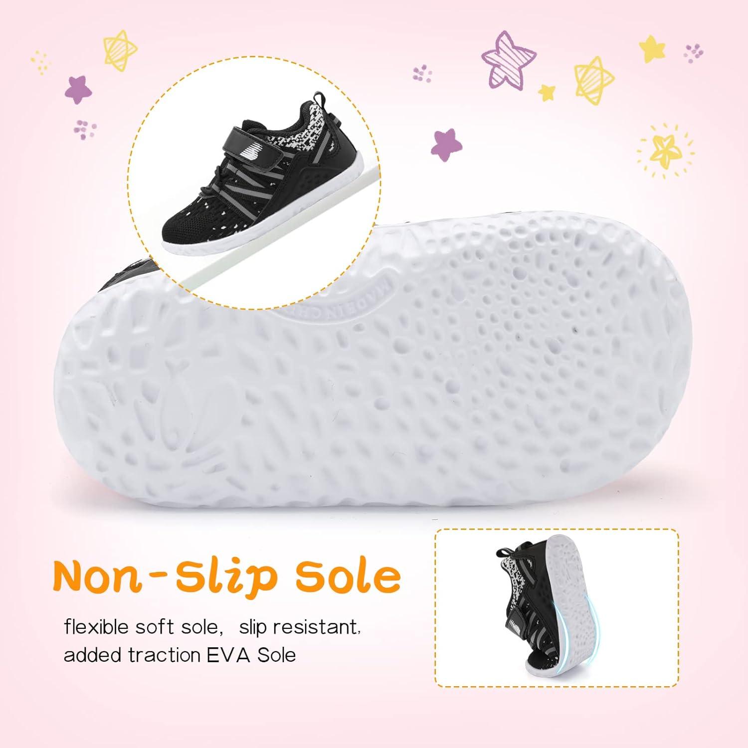 imageBARERUN Baby Sneakers Toddler Shoes Soft AntiSlip Sole Newborn First Walkers Infant Toddler Breathable Athletic Running ShoesBlack White