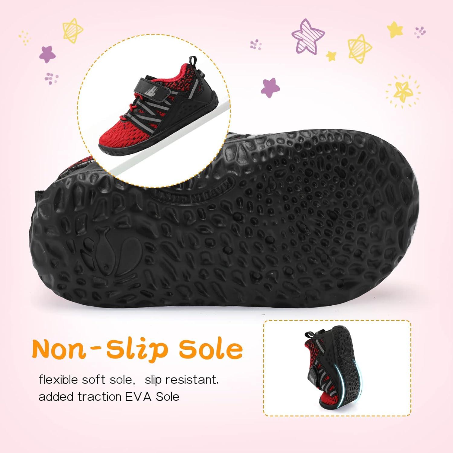 imageBARERUN Baby Sneakers Toddler Shoes Soft AntiSlip Sole Newborn First Walkers Infant Toddler Breathable Athletic Running ShoesBlackRed