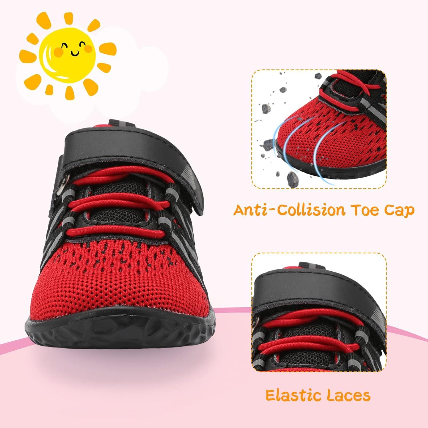 imageBARERUN Baby Sneakers Toddler Shoes Soft AntiSlip Sole Newborn First Walkers Infant Toddler Breathable Athletic Running ShoesBlackRed