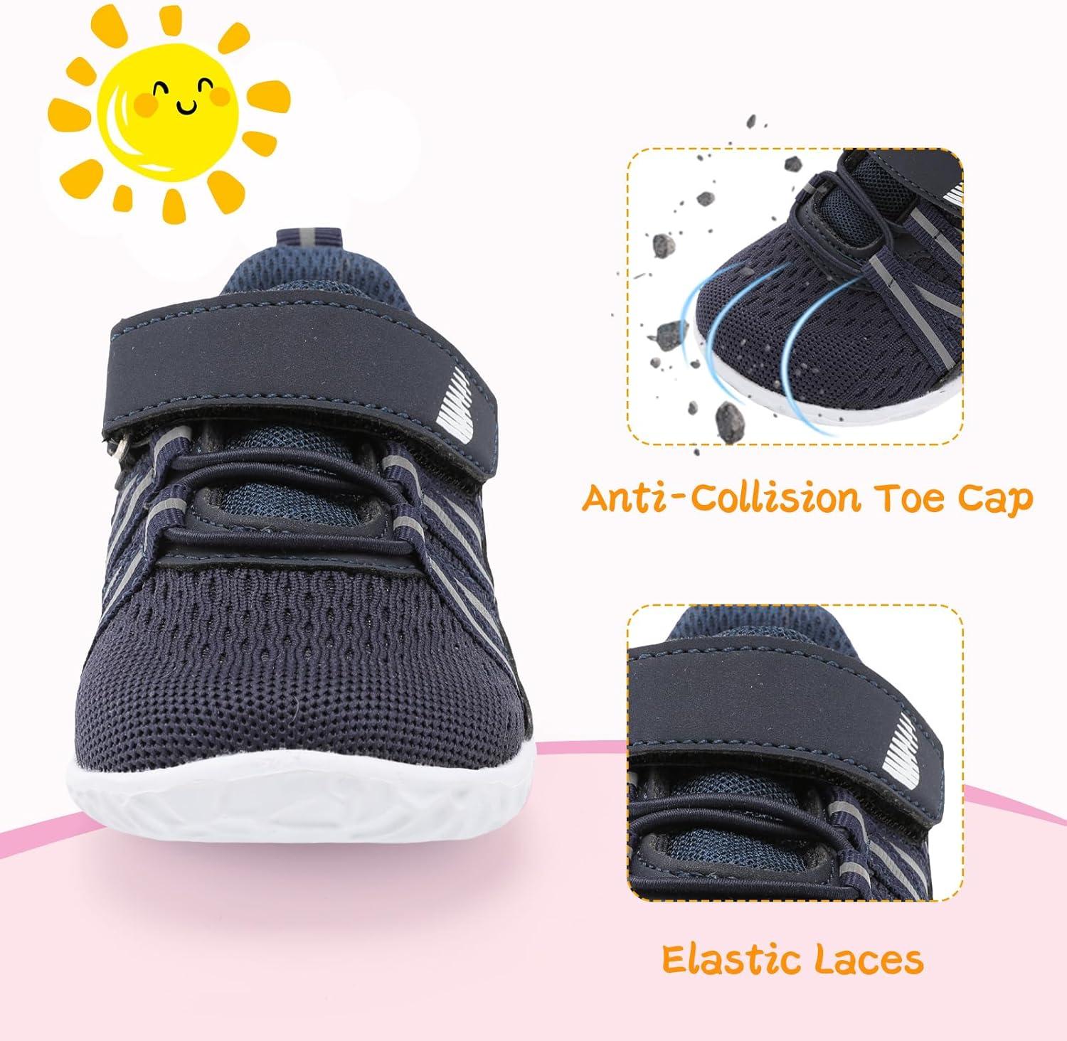 imageBARERUN Baby Sneakers Toddler Shoes Soft AntiSlip Sole Newborn First Walkers Infant Toddler Breathable Athletic Running ShoesBlue