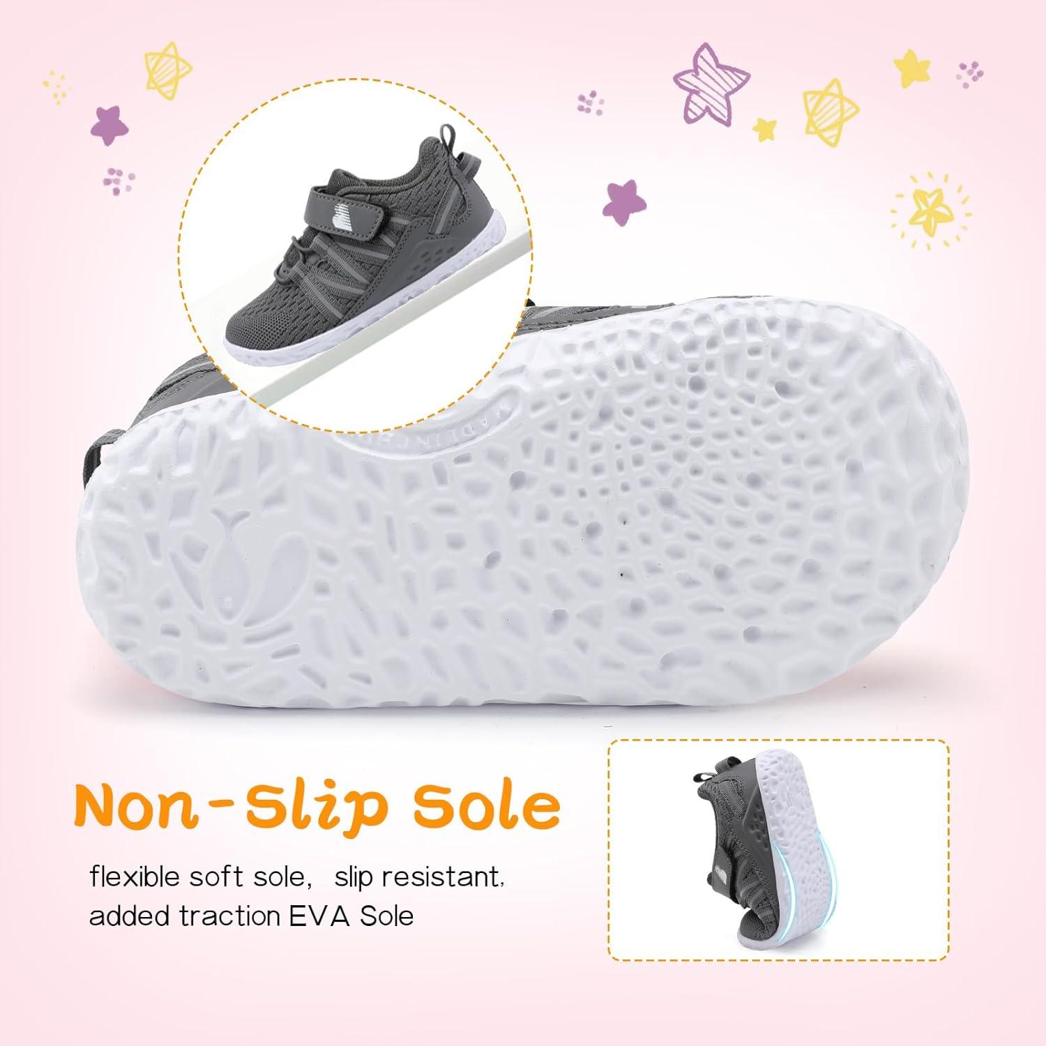 imageBARERUN Baby Sneakers Toddler Shoes Soft AntiSlip Sole Newborn First Walkers Infant Toddler Breathable Athletic Running ShoesDark Grey