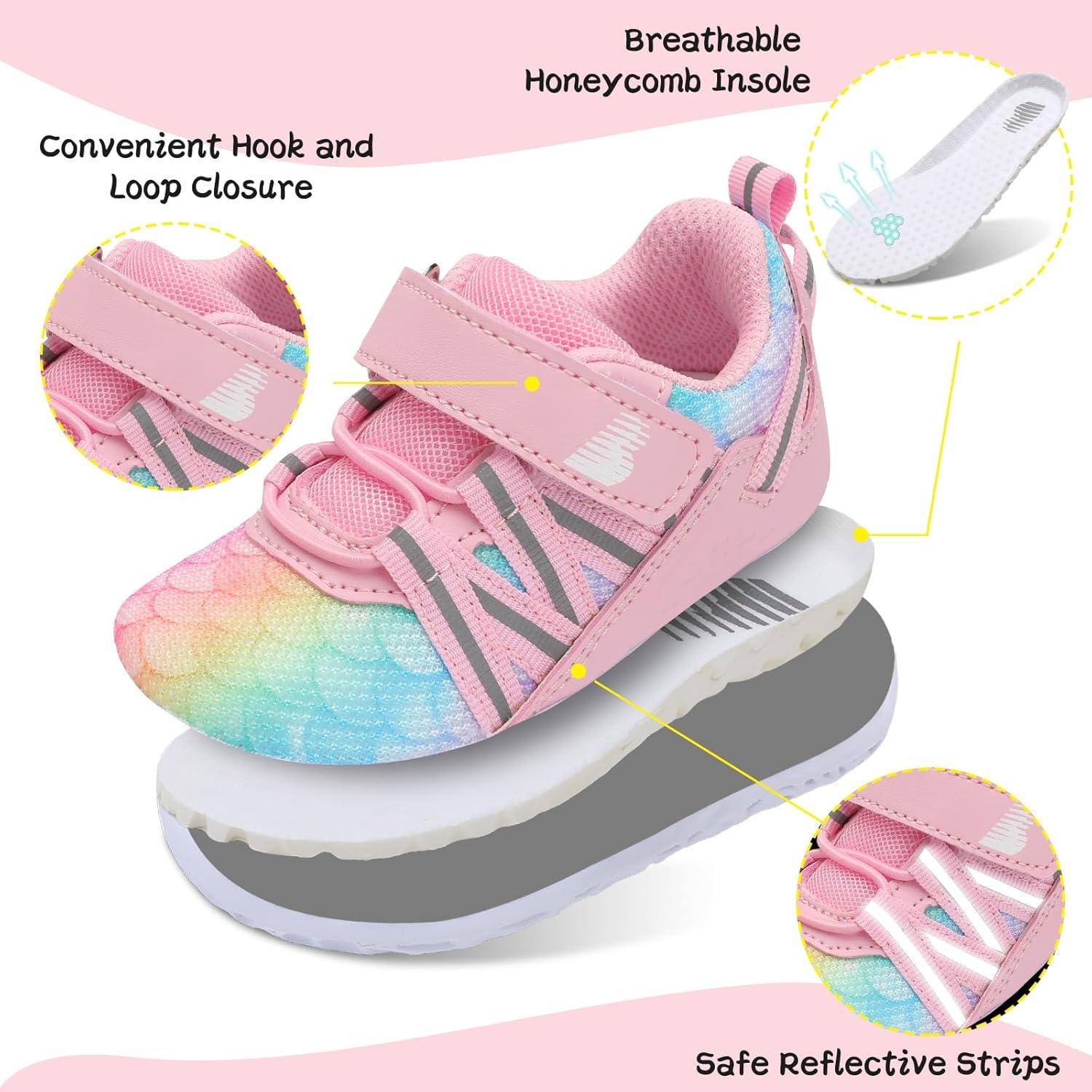 imageBARERUN Baby Sneakers Toddler Shoes Soft AntiSlip Sole Newborn First Walkers Infant Toddler Breathable Athletic Running ShoesFishscale