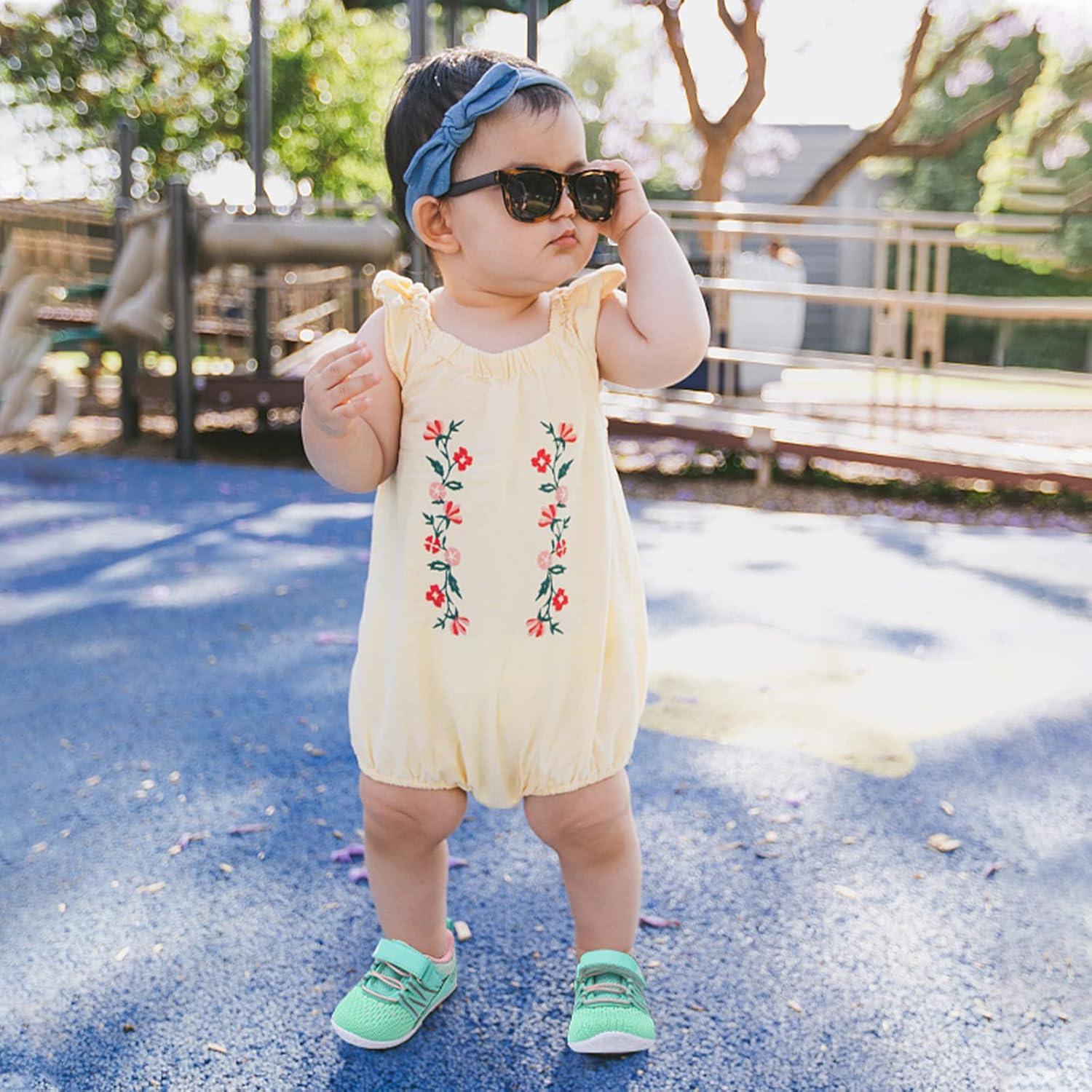 imageBARERUN Baby Sneakers Toddler Shoes Soft AntiSlip Sole Newborn First Walkers Infant Toddler Breathable Athletic Running ShoesGreen