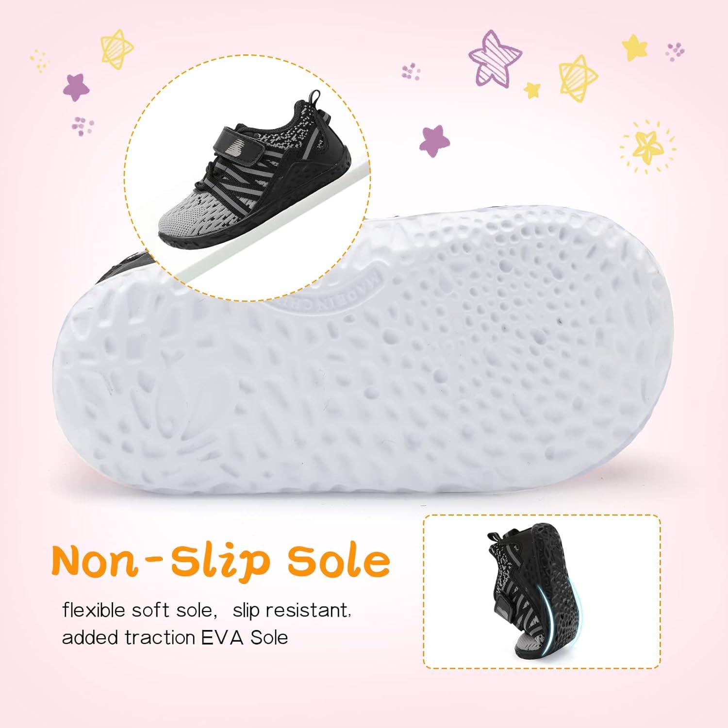 imageBARERUN Baby Sneakers Toddler Shoes Soft AntiSlip Sole Newborn First Walkers Infant Toddler Breathable Athletic Running ShoesGrey