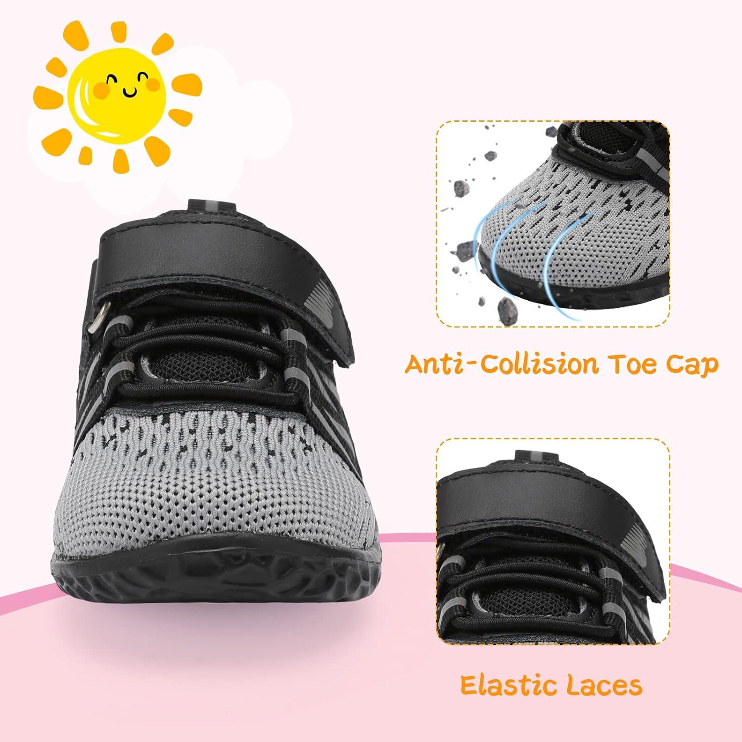imageBARERUN Baby Sneakers Toddler Shoes Soft AntiSlip Sole Newborn First Walkers Infant Toddler Breathable Athletic Running ShoesGrey