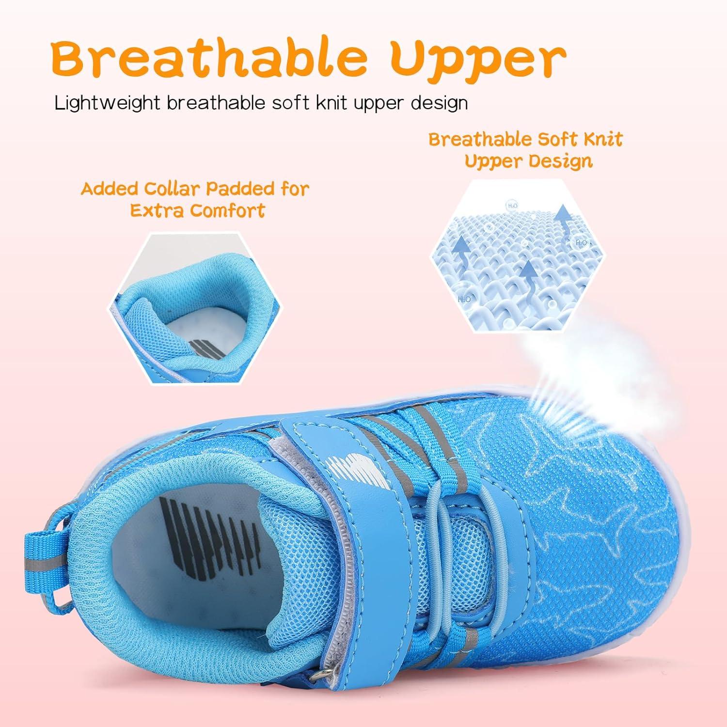 imageBARERUN Baby Sneakers Toddler Shoes Soft AntiSlip Sole Newborn First Walkers Infant Toddler Breathable Athletic Running ShoesLight Fish