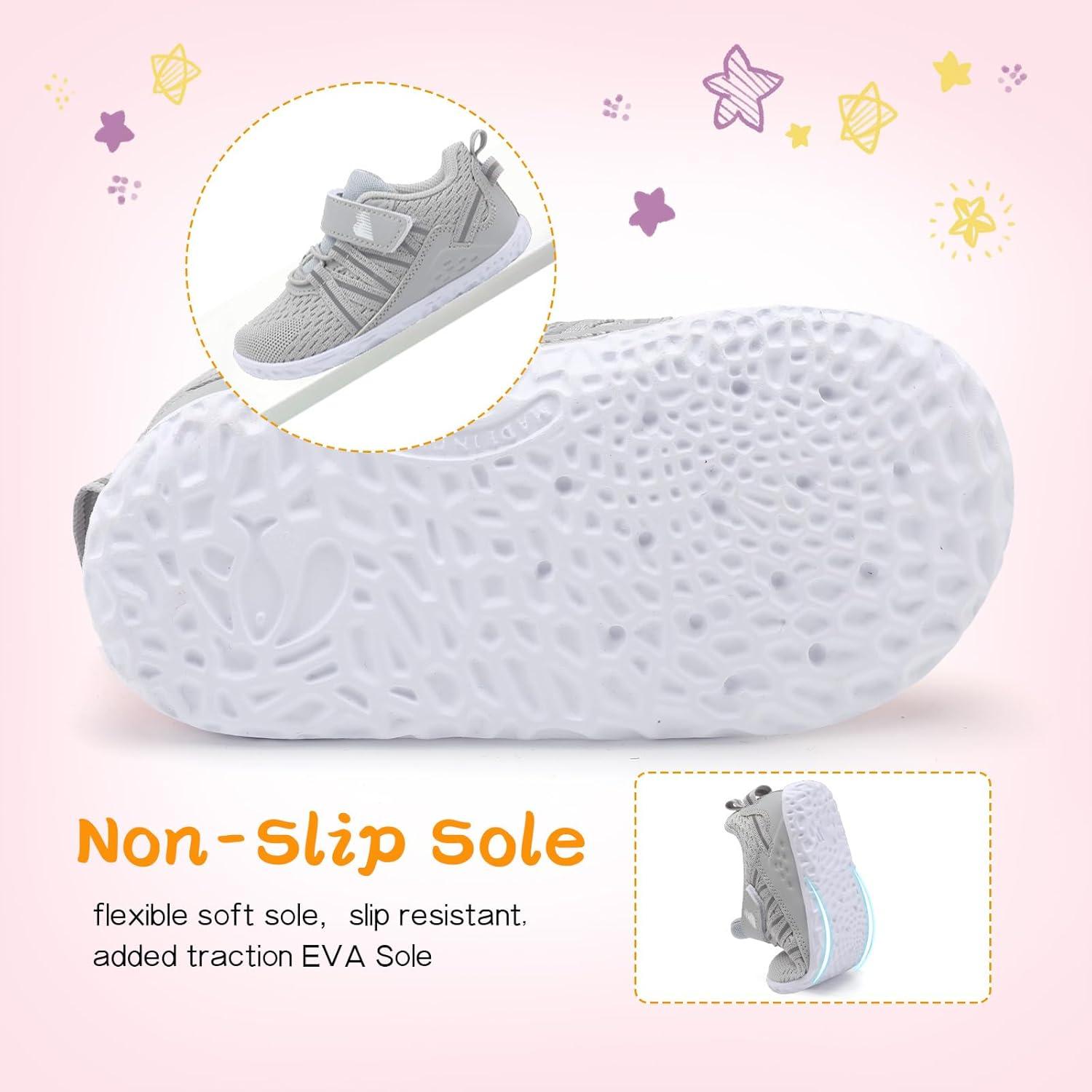 imageBARERUN Baby Sneakers Toddler Shoes Soft AntiSlip Sole Newborn First Walkers Infant Toddler Breathable Athletic Running ShoesLight Grey