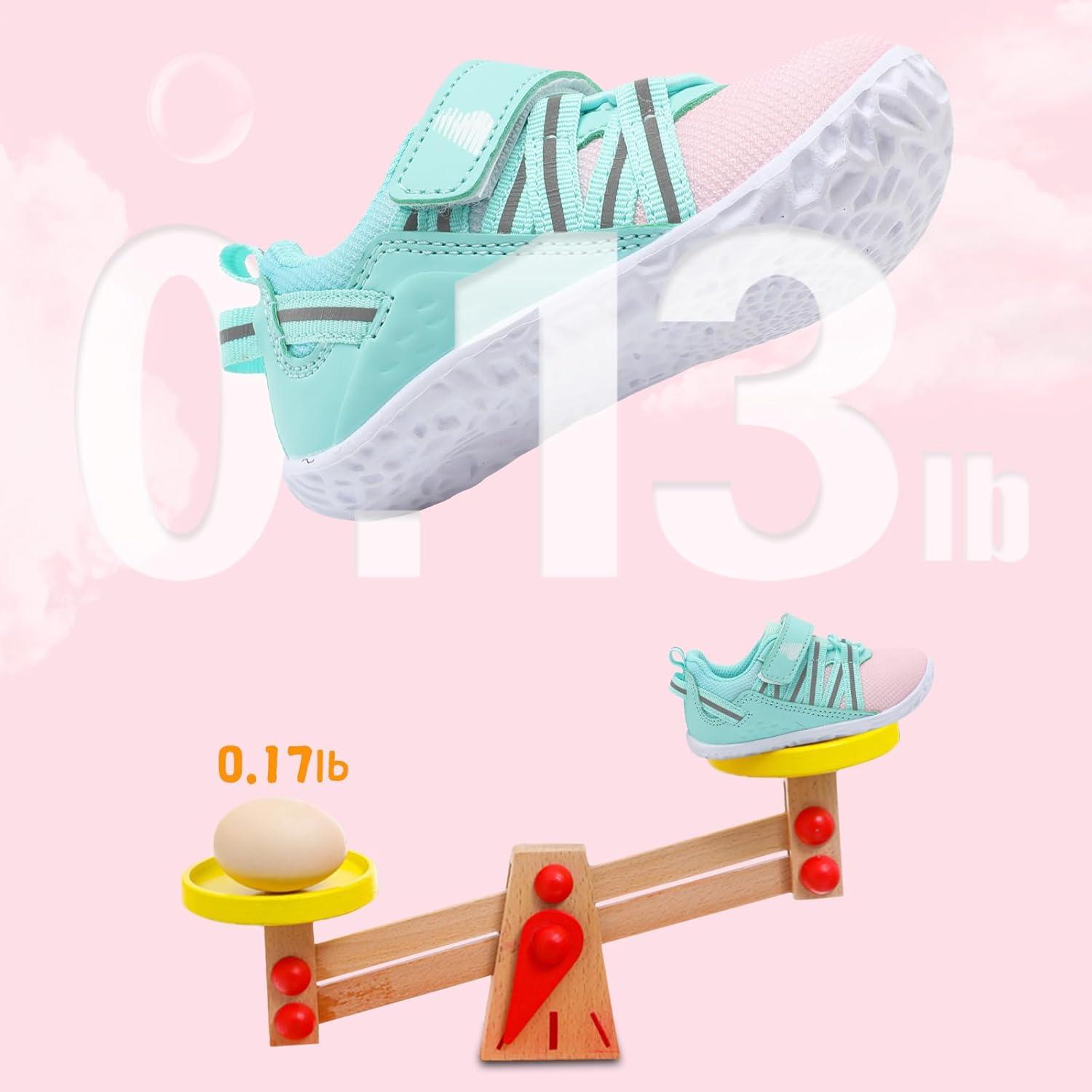imageBARERUN Baby Sneakers Toddler Shoes Soft AntiSlip Sole Newborn First Walkers Infant Toddler Breathable Athletic Running ShoesPink Green