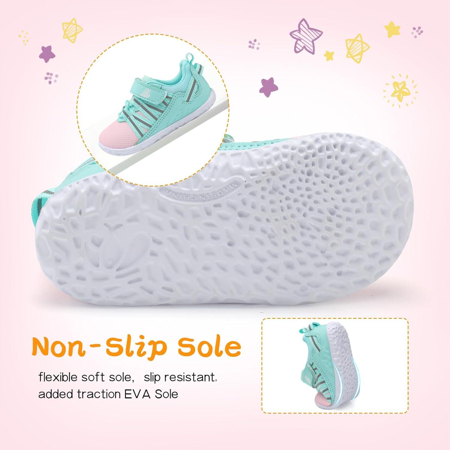 imageBARERUN Baby Sneakers Toddler Shoes Soft AntiSlip Sole Newborn First Walkers Infant Toddler Breathable Athletic Running ShoesPink Green