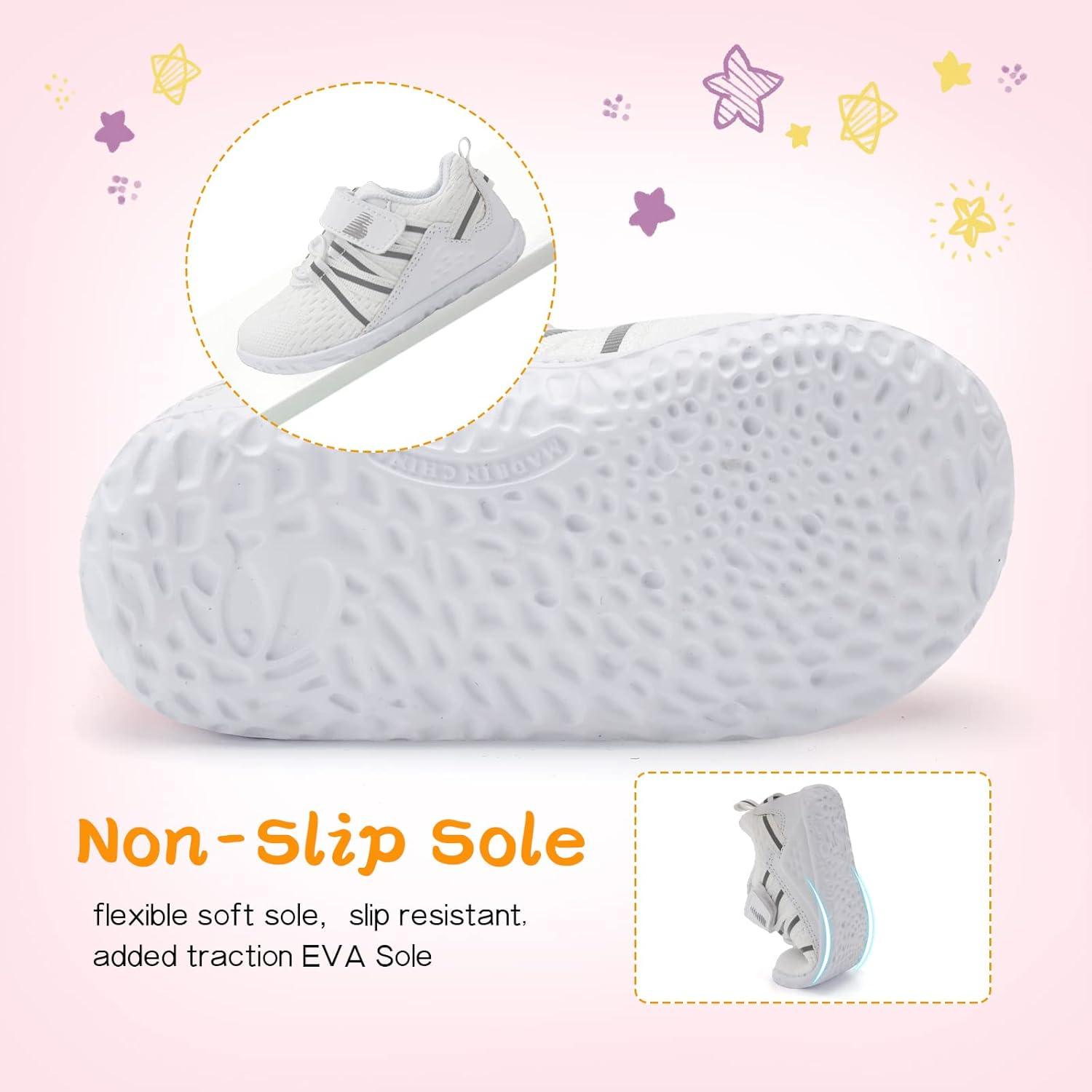 imageBARERUN Baby Sneakers Toddler Shoes Soft AntiSlip Sole Newborn First Walkers Infant Toddler Breathable Athletic Running ShoesWhite