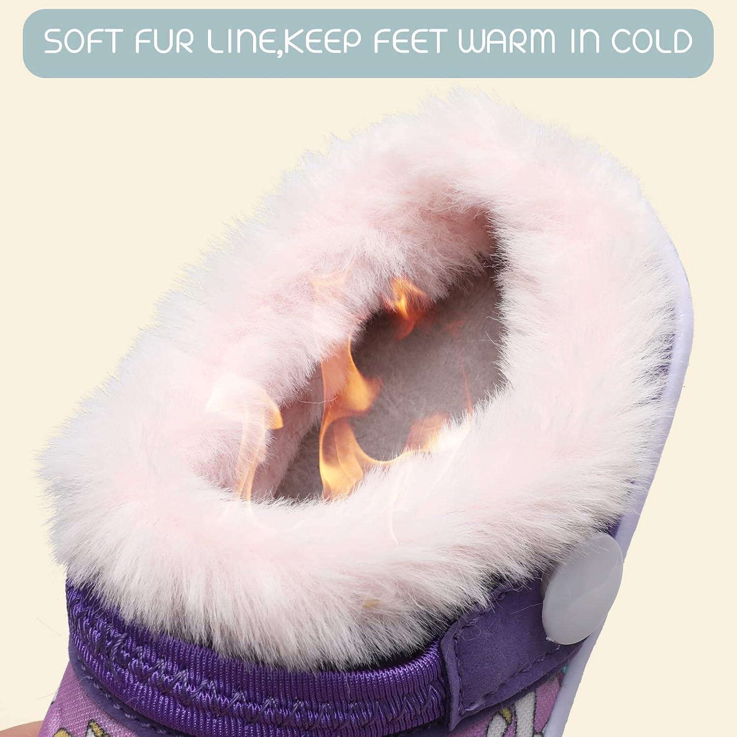 imageBARERUN Boys Girls Boys Warm Slippers Fur Lined Cute Kids Winter Indoor Household Shoes Purple Toddler Size 758