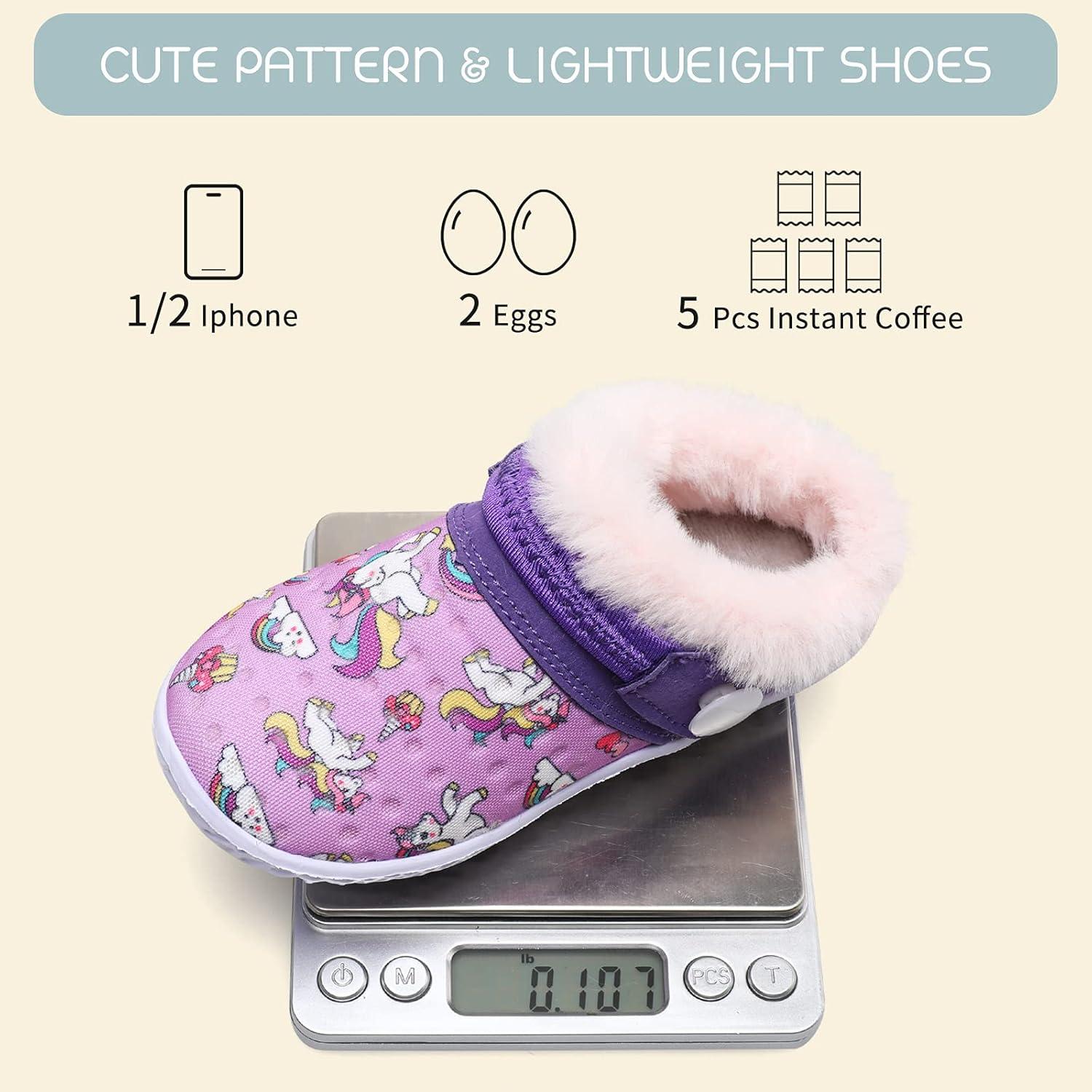 imageBARERUN Boys Girls Boys Warm Slippers Fur Lined Cute Kids Winter Indoor Household Shoes Purple Toddler Size 758