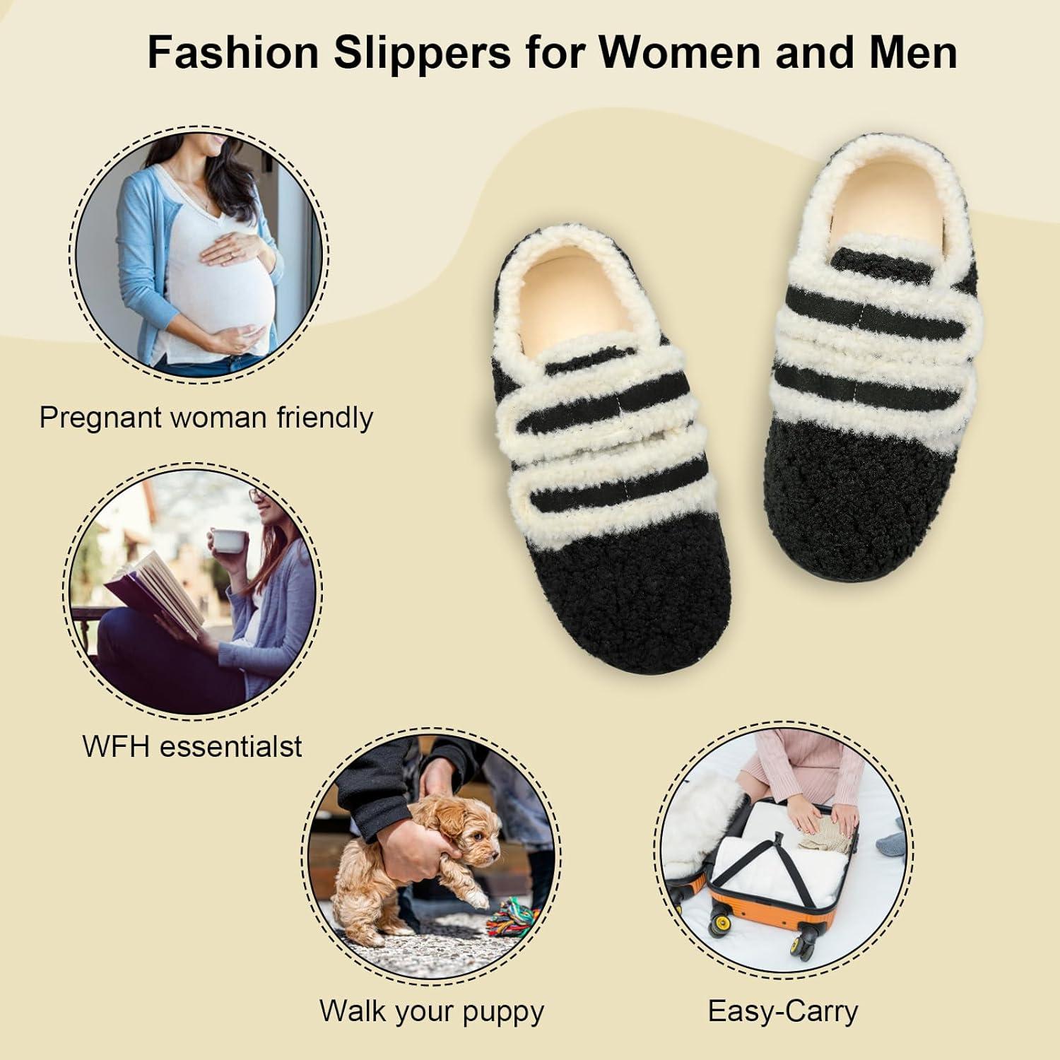 imageBARERUN Fuzzy Slippers for Women Men Soft Fleece House Shoes Unisex Comfy Furry Fluffy Home Slipper Socks Cozy Plush Slipon Slides Nonslip Barefoot Winter Shoes for Indoor Outdoor
