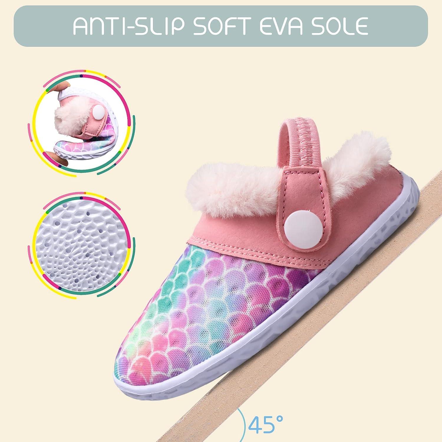 imageBARERUN Toddler Boys Girls Indoors Warm Slipper Girls Slippers Boys Slippers Kids Slippers Pink Toddler Size 657
