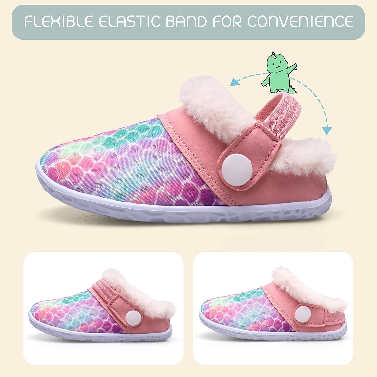imageBARERUN Toddler Boys Girls Indoors Warm Slipper Girls Slippers Boys Slippers Kids Slippers Pink Toddler Size 657