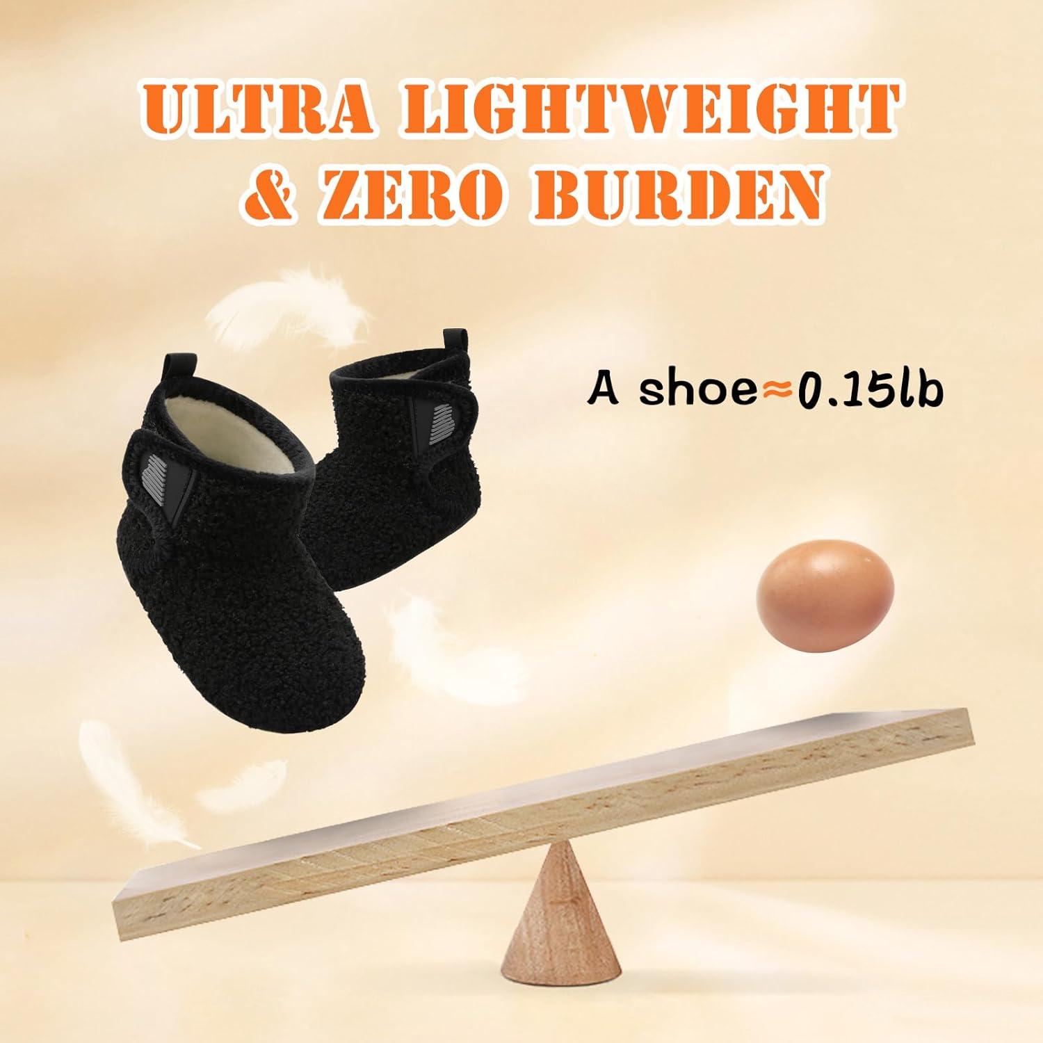 imageBARERUN Toddler Slippers Girls Boys House Shoes Baby Winter Booties Plush Cozy Kids House Slipper Warm Lightweight Infant Walking Shoes SocksBlack