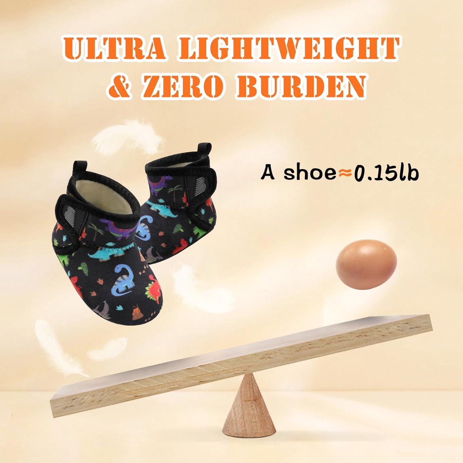 imageBARERUN Toddler Slippers Girls Boys House Shoes Baby Winter Booties Plush Cozy Kids House Slipper Warm Lightweight Infant Walking Shoes SocksBlack Dinosaur