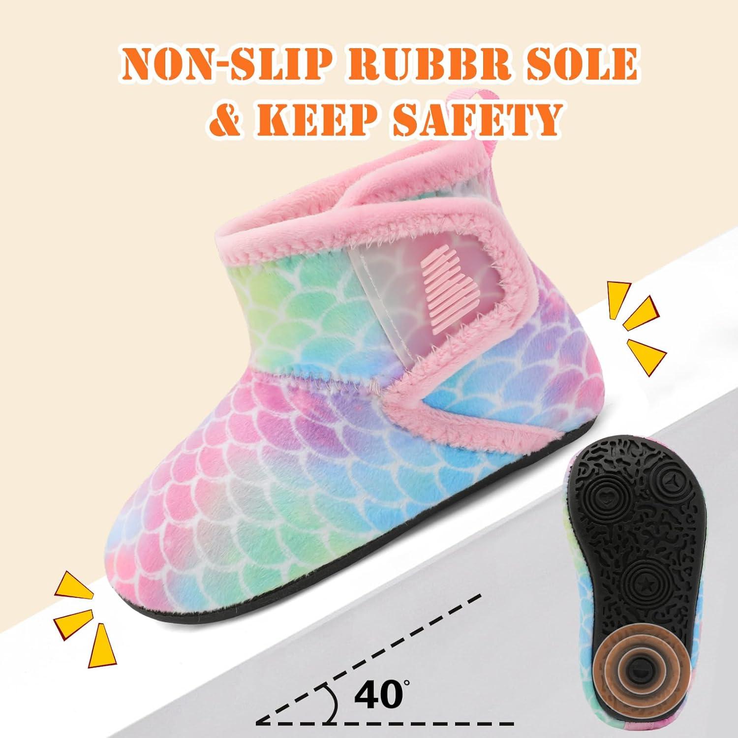 imageBARERUN Toddler Slippers Girls Boys House Shoes Baby Winter Booties Plush Cozy Kids House Slipper Warm Lightweight Infant Walking Shoes SocksBlue Fish