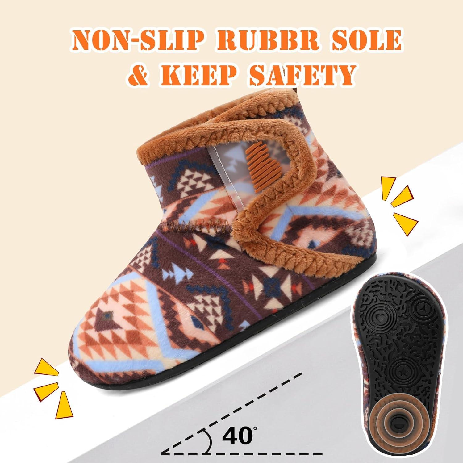 imageBARERUN Toddler Slippers Girls Boys House Shoes Baby Winter Booties Plush Cozy Kids House Slipper Warm Lightweight Infant Walking Shoes SocksBohemian