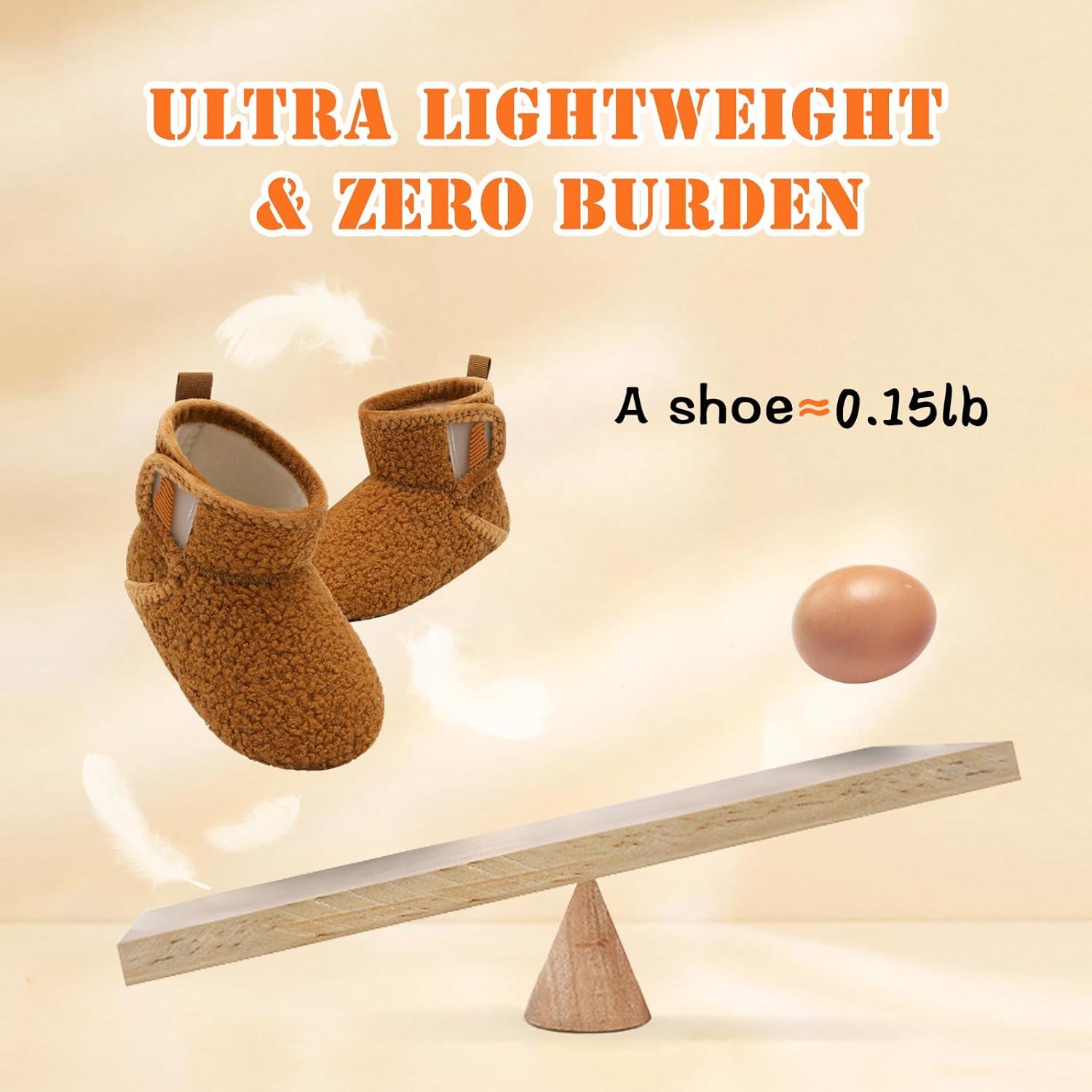 imageBARERUN Toddler Slippers Girls Boys House Shoes Baby Winter Booties Plush Cozy Kids House Slipper Warm Lightweight Infant Walking Shoes SocksBrown