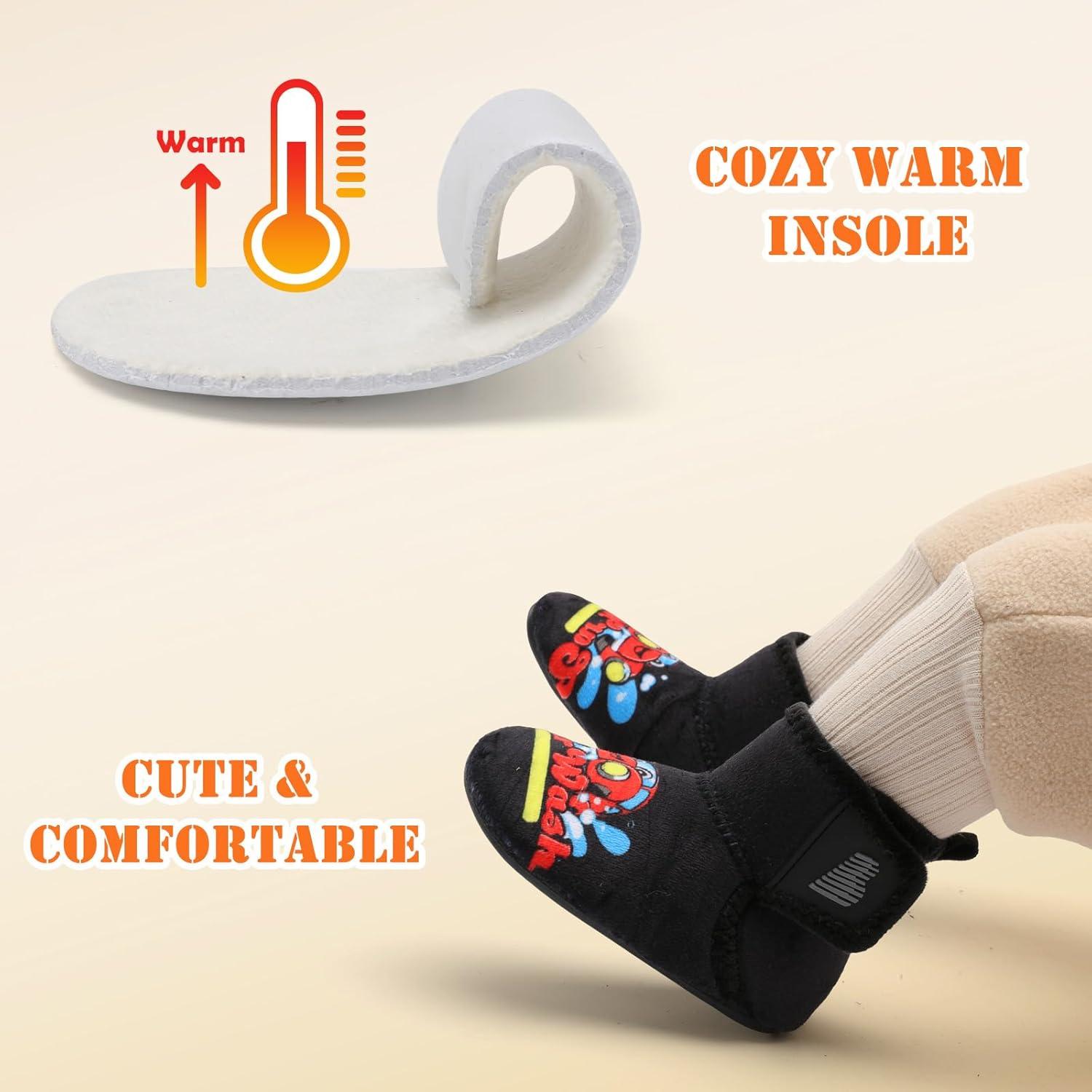 imageBARERUN Toddler Slippers Girls Boys House Shoes Baby Winter Booties Plush Cozy Kids House Slipper Warm Lightweight Infant Walking Shoes SocksCar