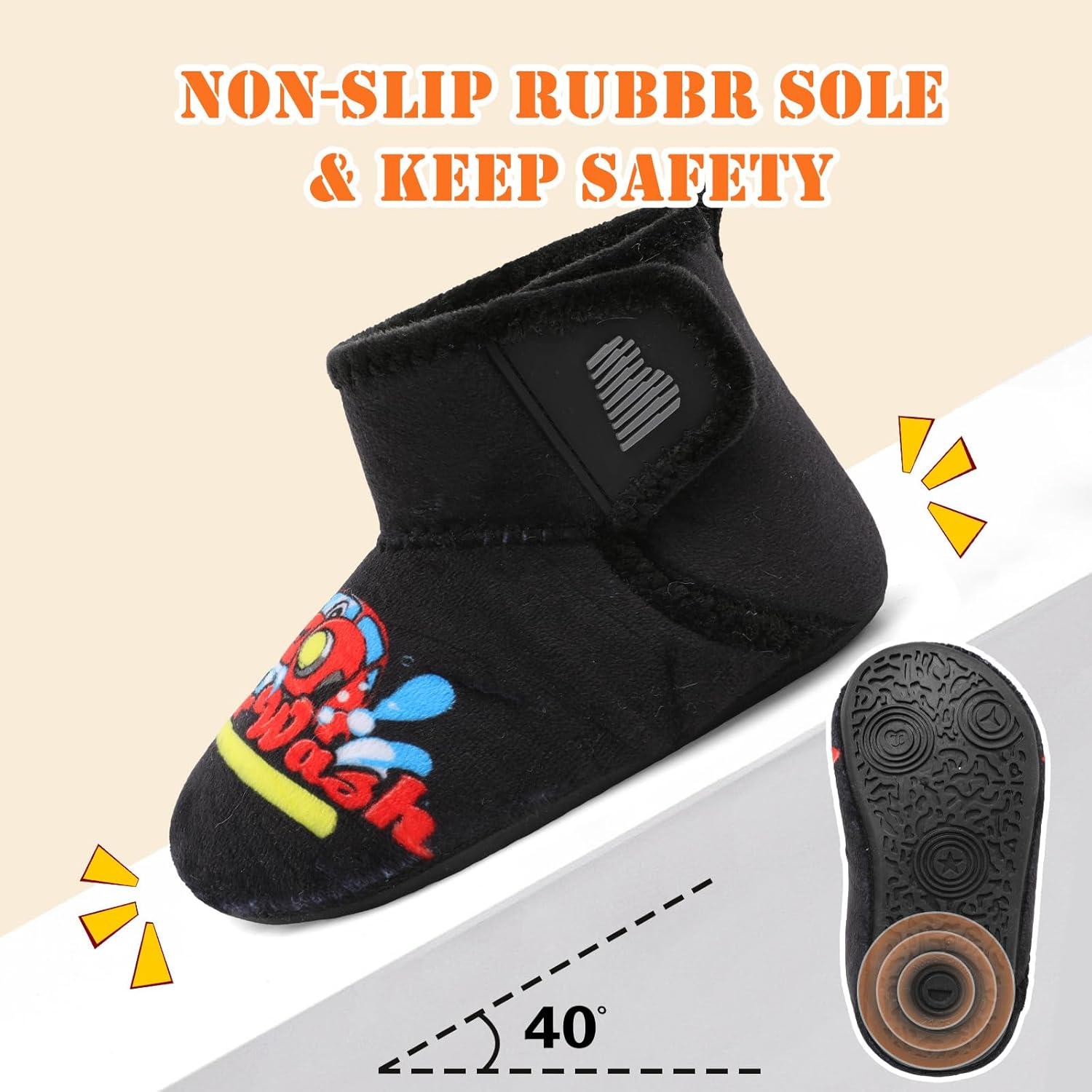 imageBARERUN Toddler Slippers Girls Boys House Shoes Baby Winter Booties Plush Cozy Kids House Slipper Warm Lightweight Infant Walking Shoes SocksCar