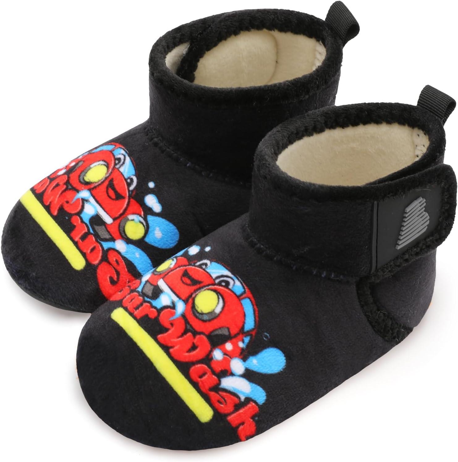imageBARERUN Toddler Slippers Girls Boys House Shoes Baby Winter Booties Plush Cozy Kids House Slipper Warm Lightweight Infant Walking Shoes SocksCar