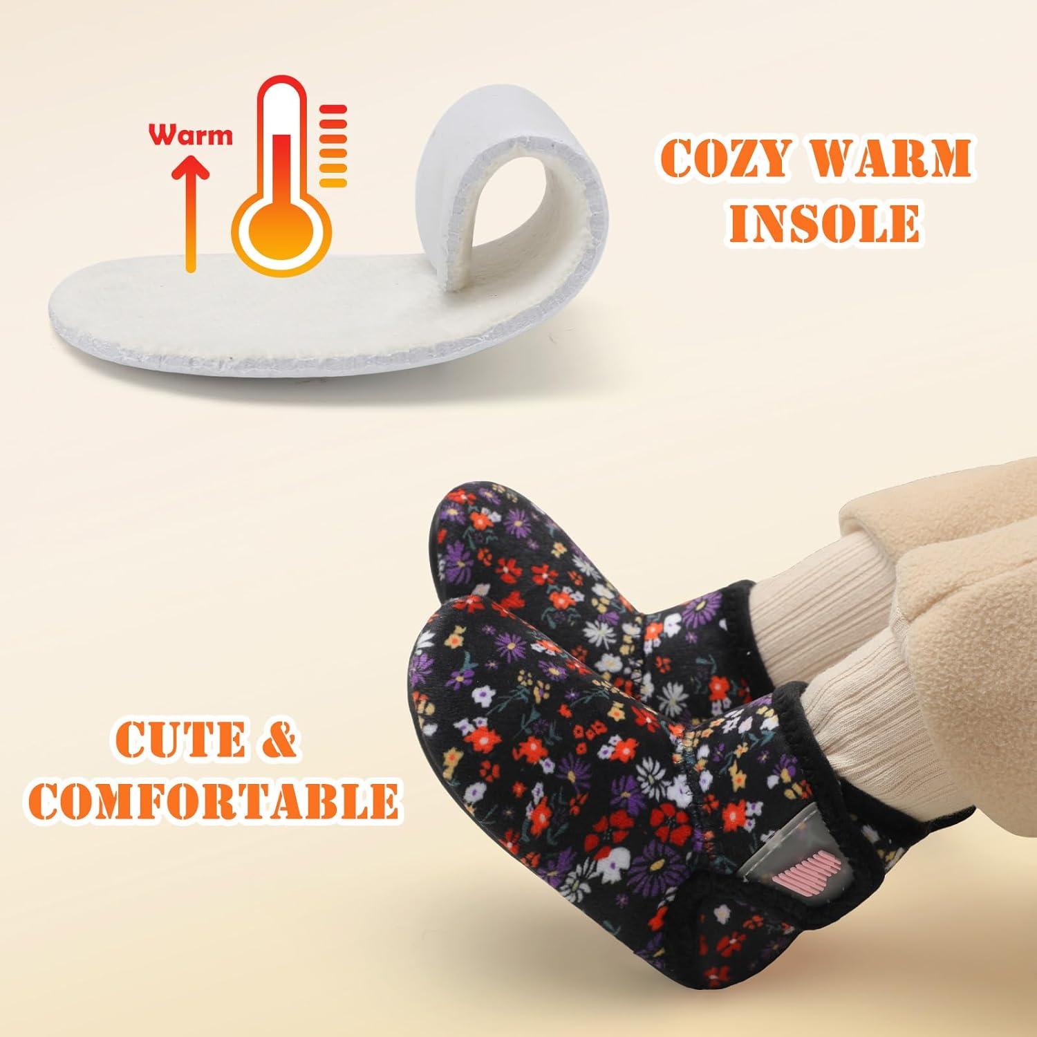 imageBARERUN Toddler Slippers Girls Boys House Shoes Baby Winter Booties Plush Cozy Kids House Slipper Warm Lightweight Infant Walking Shoes SocksFlower