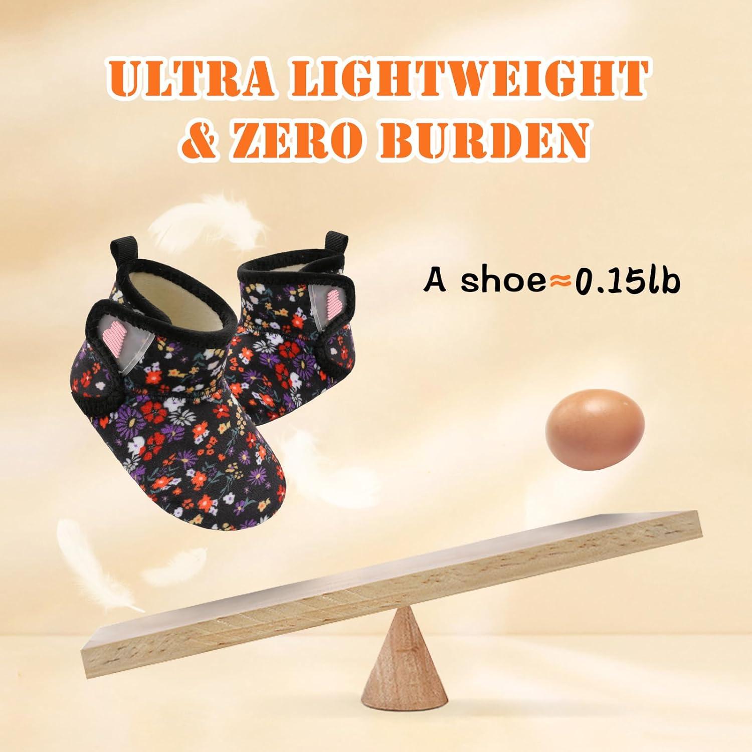 imageBARERUN Toddler Slippers Girls Boys House Shoes Baby Winter Booties Plush Cozy Kids House Slipper Warm Lightweight Infant Walking Shoes SocksFlower