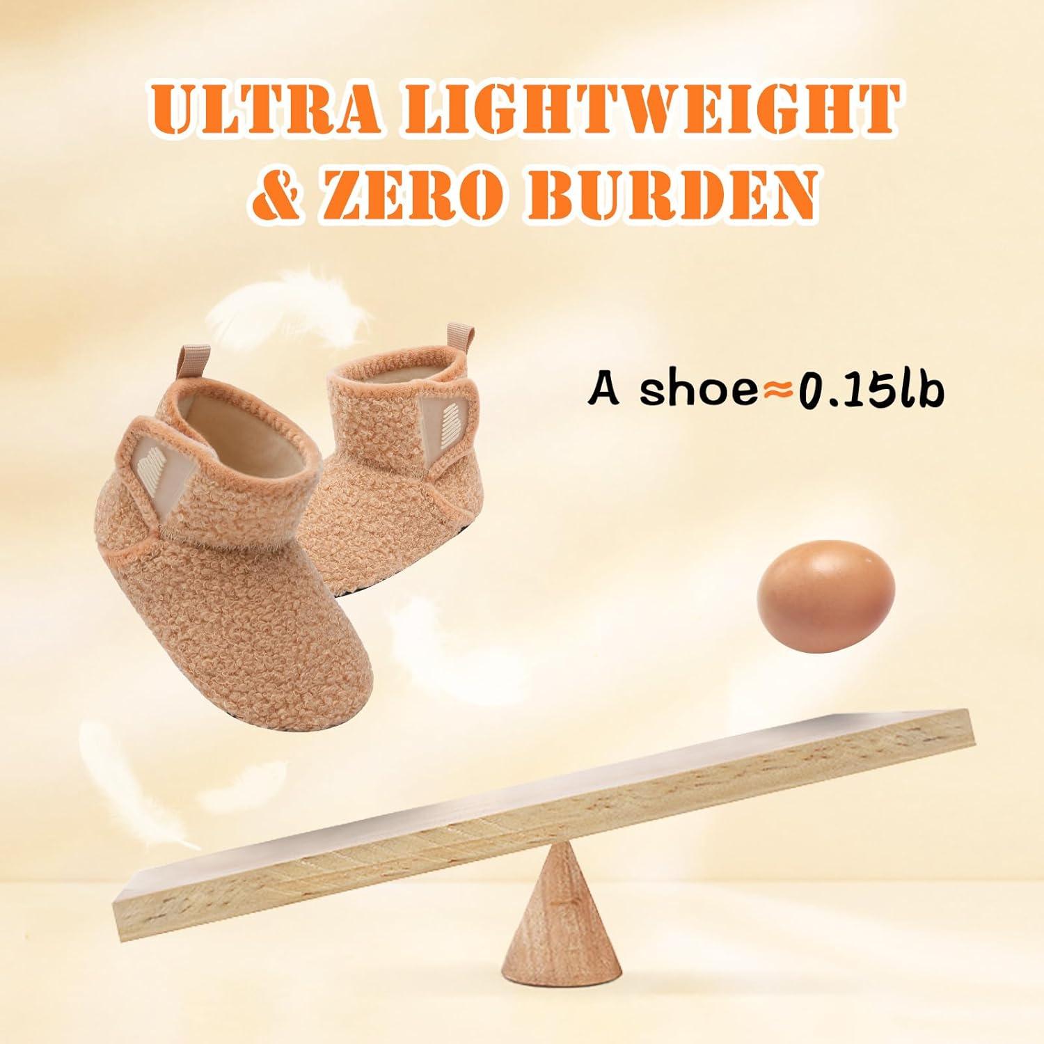 imageBARERUN Toddler Slippers Girls Boys House Shoes Baby Winter Booties Plush Cozy Kids House Slipper Warm Lightweight Infant Walking Shoes SocksLightbrown