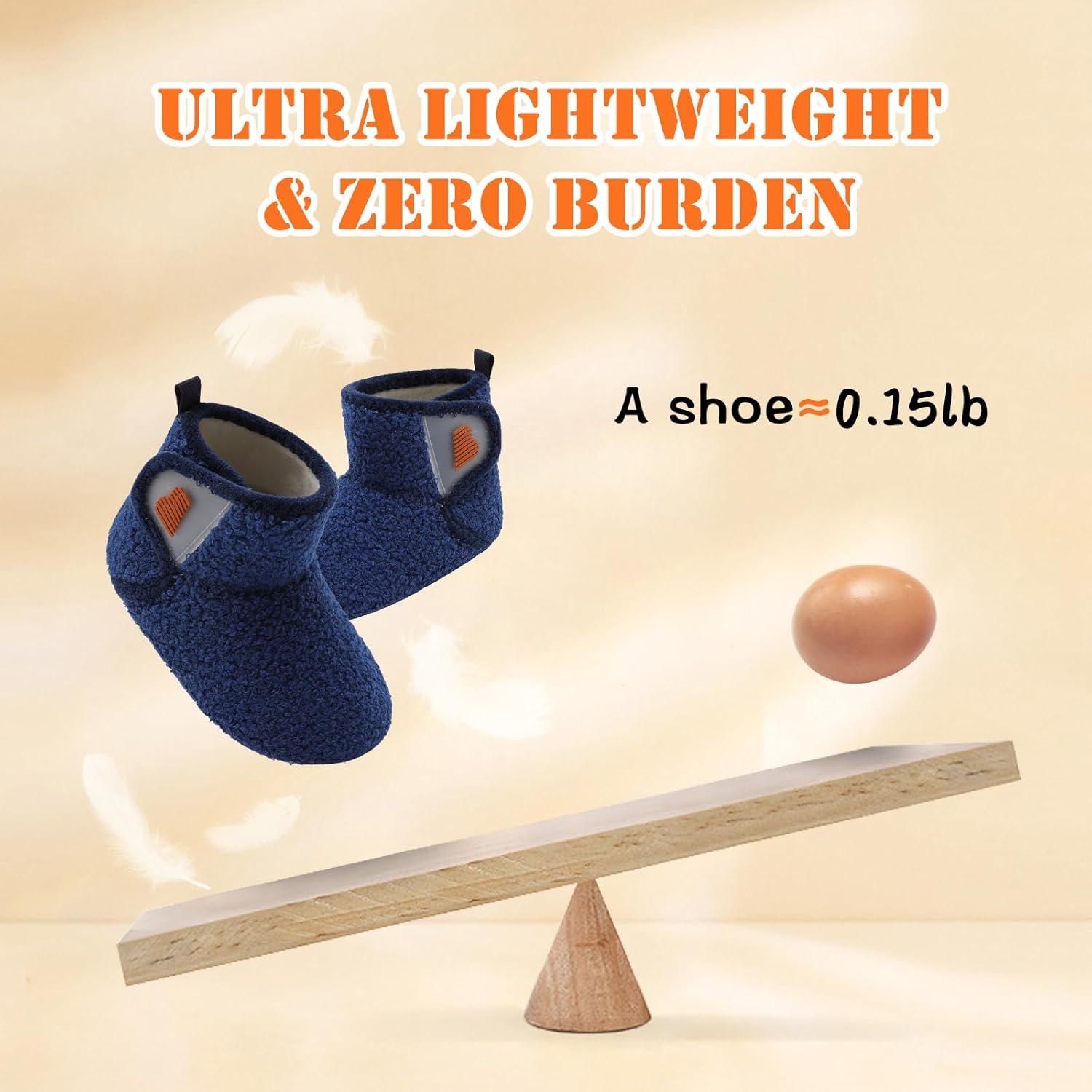 imageBARERUN Toddler Slippers Girls Boys House Shoes Baby Winter Booties Plush Cozy Kids House Slipper Warm Lightweight Infant Walking Shoes SocksNavy