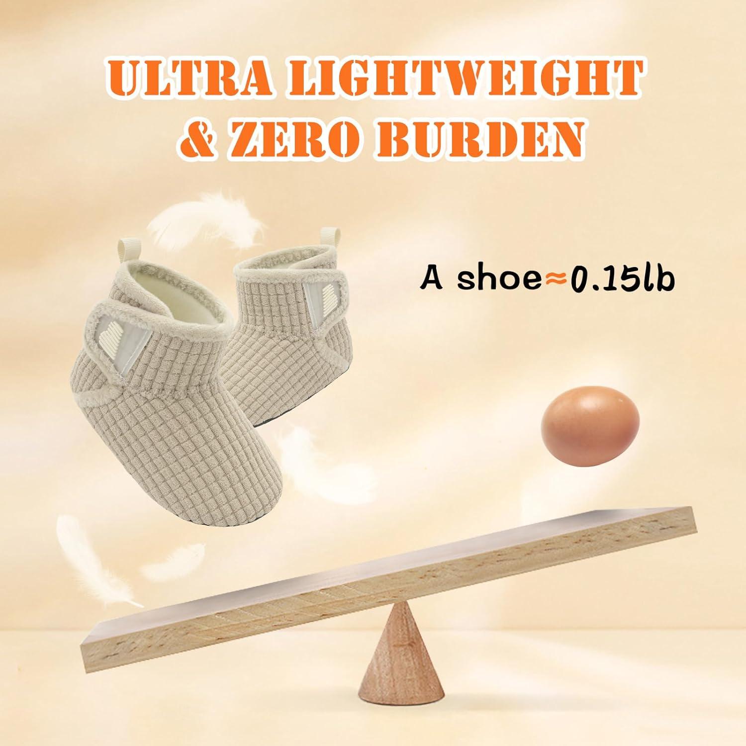 imageBARERUN Toddler Slippers Girls Boys House Shoes Baby Winter Booties Plush Cozy Kids House Slipper Warm Lightweight Infant Walking Shoes SocksPlaid Beige
