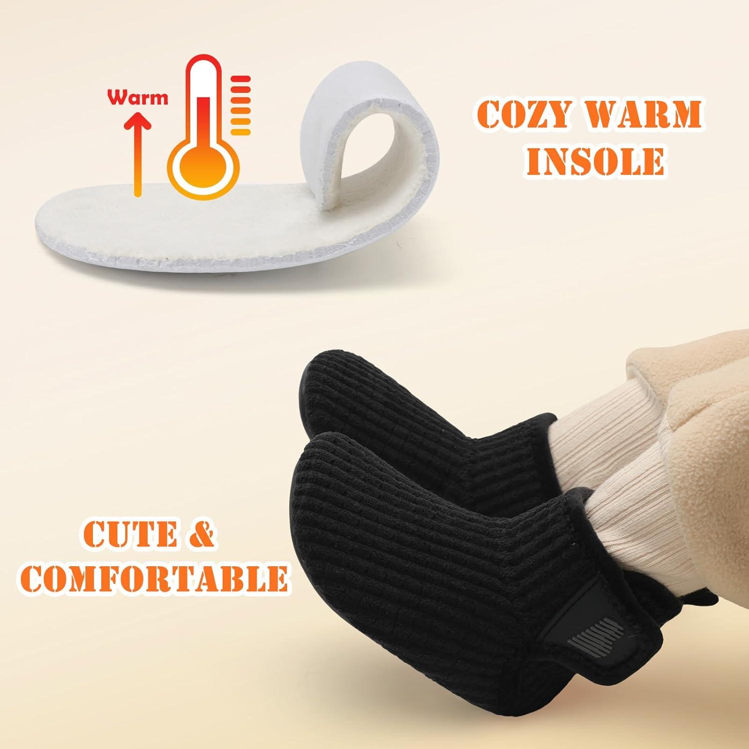 imageBARERUN Toddler Slippers Girls Boys House Shoes Baby Winter Booties Plush Cozy Kids House Slipper Warm Lightweight Infant Walking Shoes SocksPlaid Black