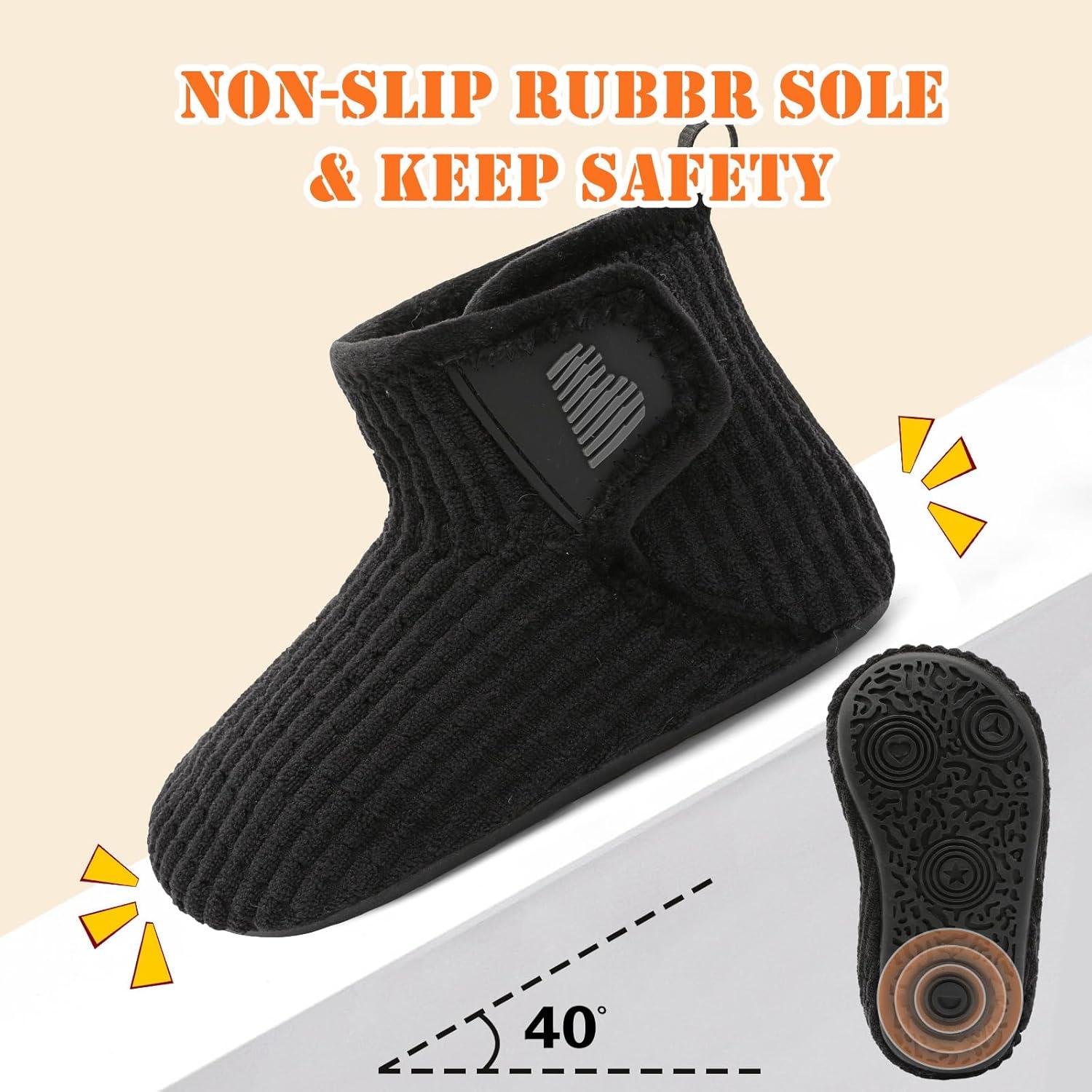imageBARERUN Toddler Slippers Girls Boys House Shoes Baby Winter Booties Plush Cozy Kids House Slipper Warm Lightweight Infant Walking Shoes SocksPlaid Black