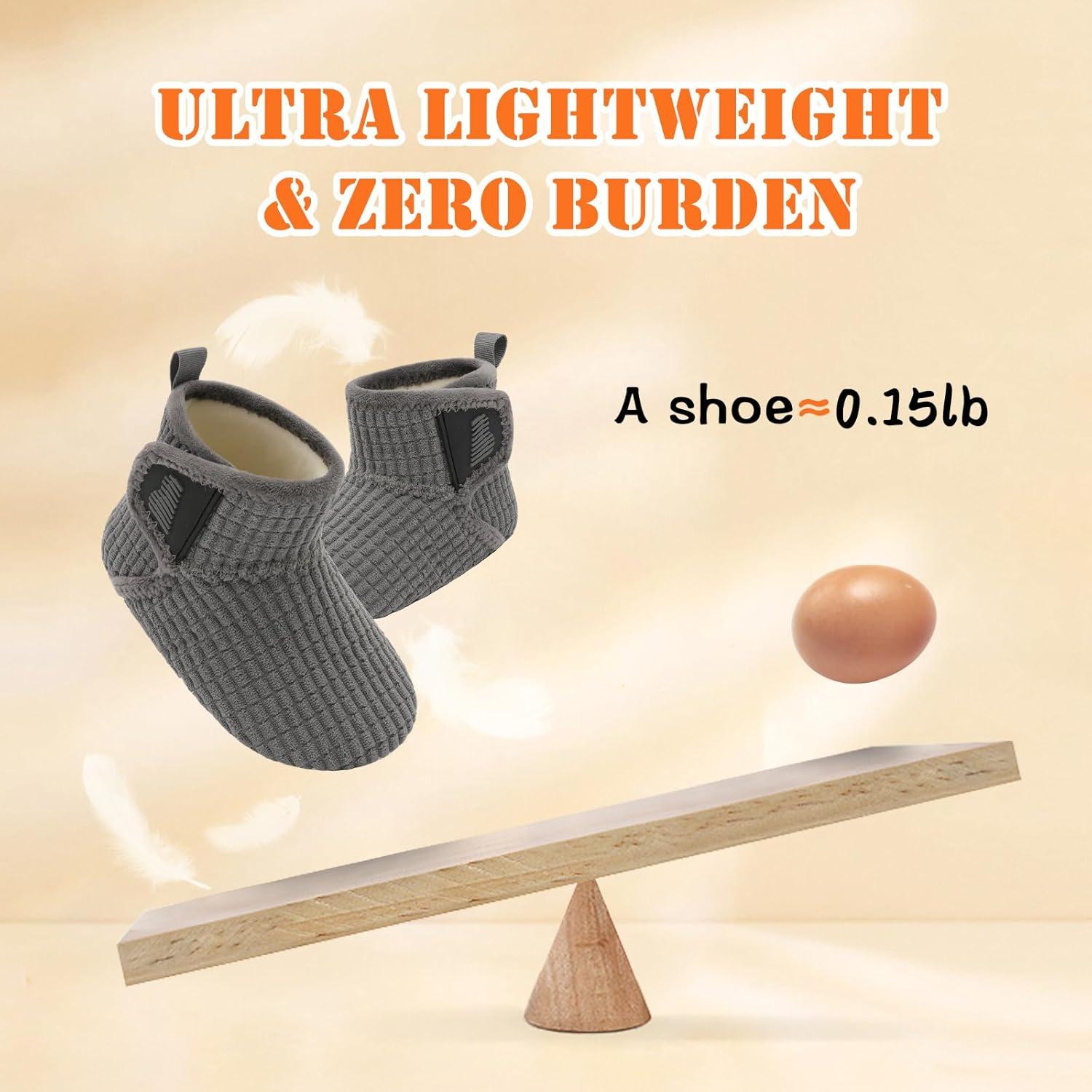 imageBARERUN Toddler Slippers Girls Boys House Shoes Baby Winter Booties Plush Cozy Kids House Slipper Warm Lightweight Infant Walking Shoes SocksPlaid Grey