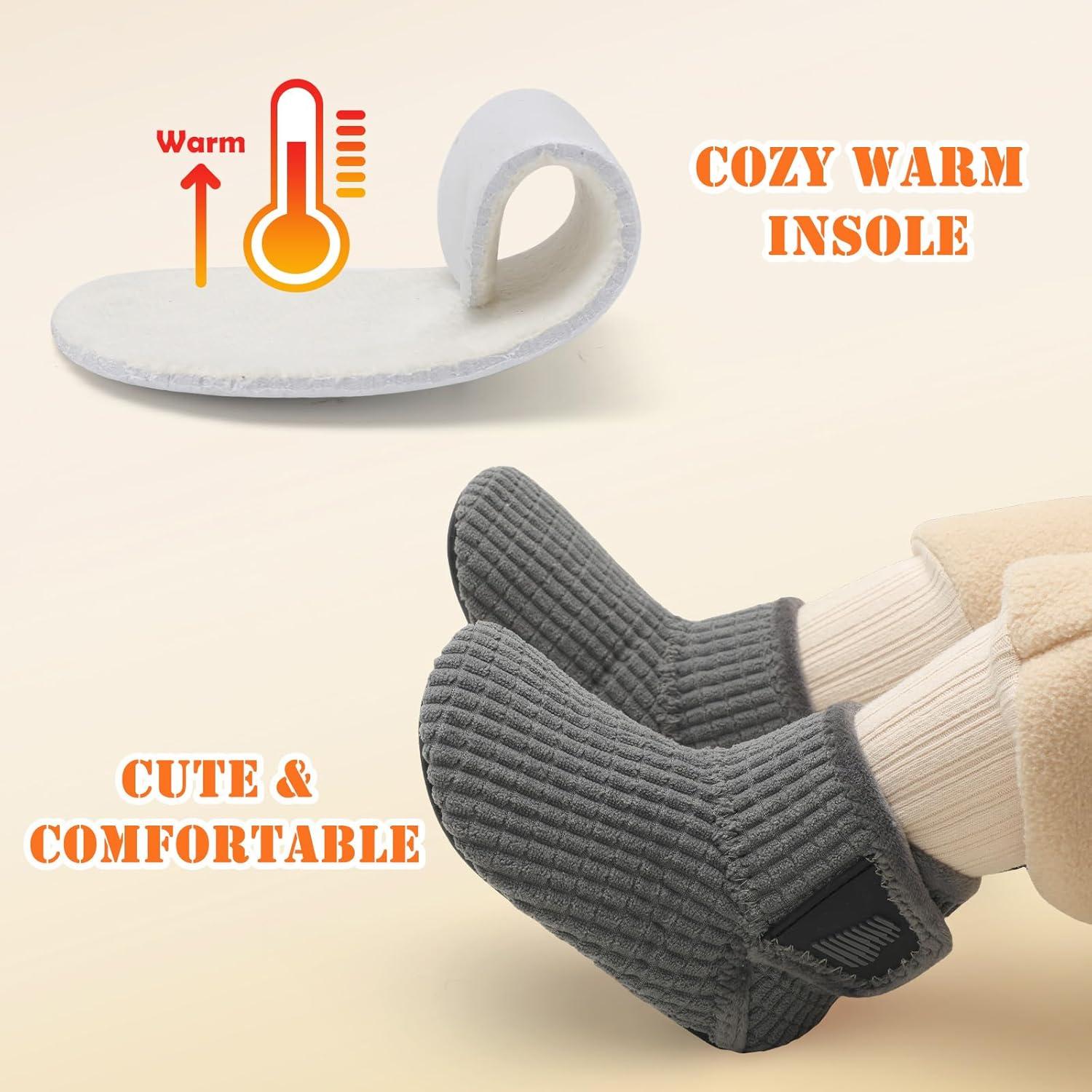 imageBARERUN Toddler Slippers Girls Boys House Shoes Baby Winter Booties Plush Cozy Kids House Slipper Warm Lightweight Infant Walking Shoes SocksPlaid Grey