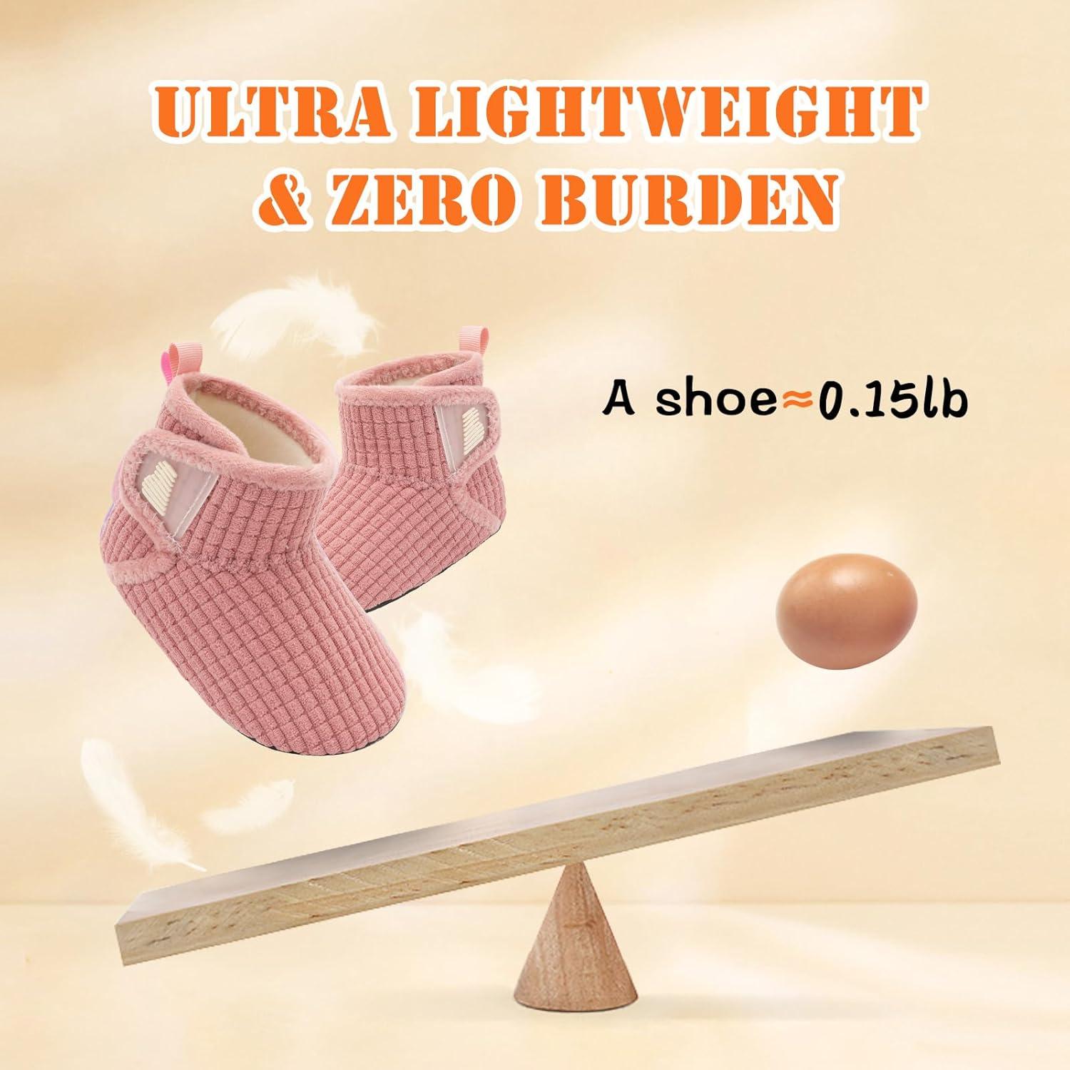 imageBARERUN Toddler Slippers Girls Boys House Shoes Baby Winter Booties Plush Cozy Kids House Slipper Warm Lightweight Infant Walking Shoes SocksPlaid Pink