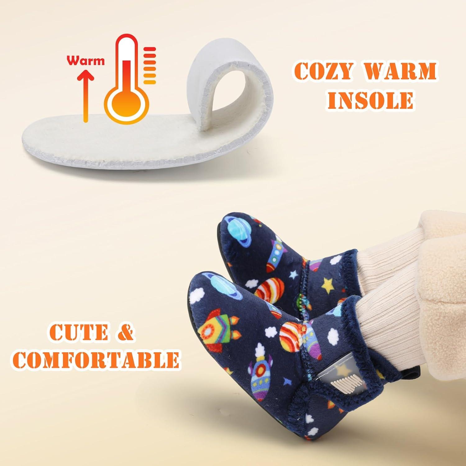 imageBARERUN Toddler Slippers Girls Boys House Shoes Baby Winter Booties Plush Cozy Kids House Slipper Warm Lightweight Infant Walking Shoes SocksRocket