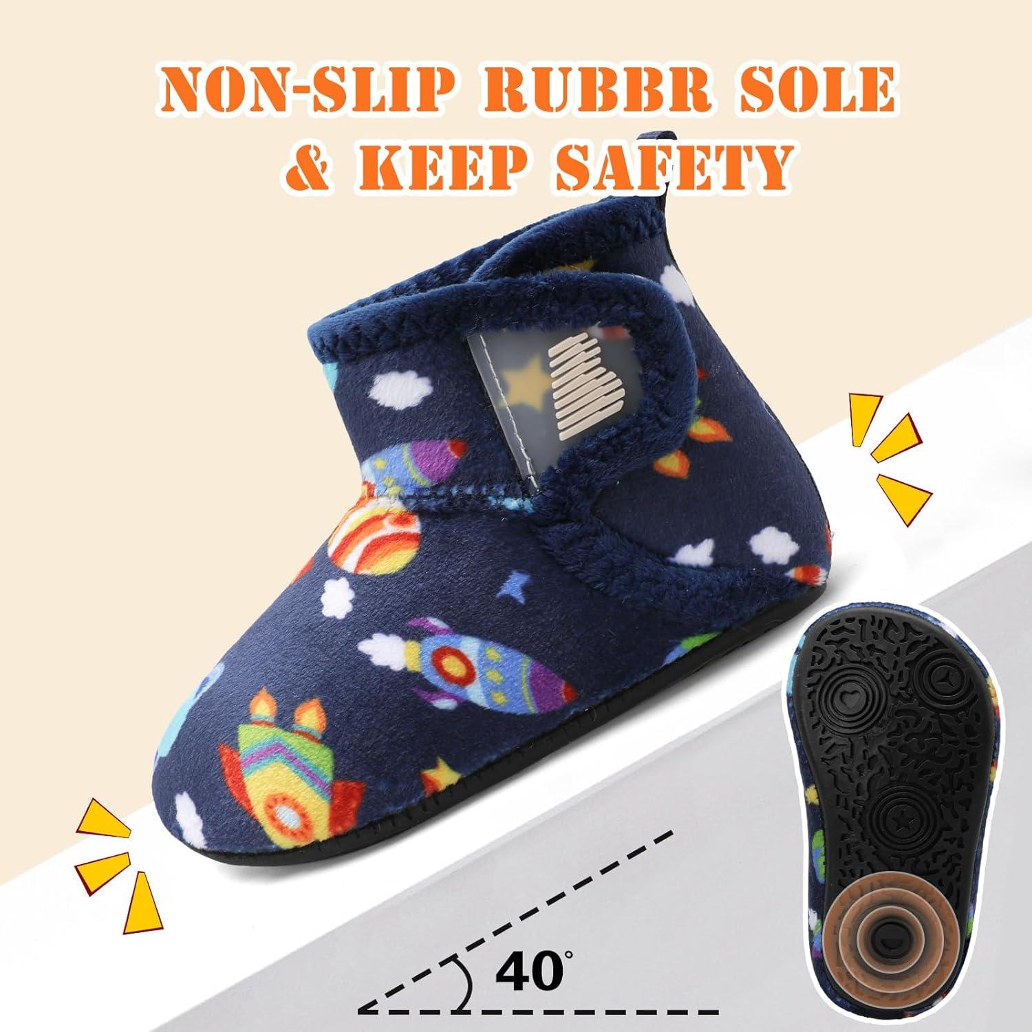 imageBARERUN Toddler Slippers Girls Boys House Shoes Baby Winter Booties Plush Cozy Kids House Slipper Warm Lightweight Infant Walking Shoes SocksRocket