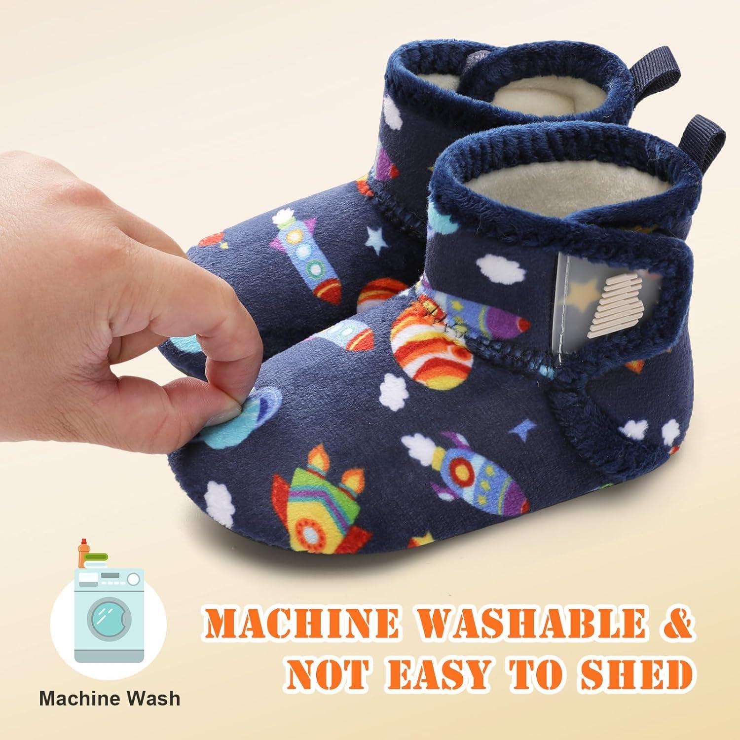 imageBARERUN Toddler Slippers Girls Boys House Shoes Baby Winter Booties Plush Cozy Kids House Slipper Warm Lightweight Infant Walking Shoes SocksRocket