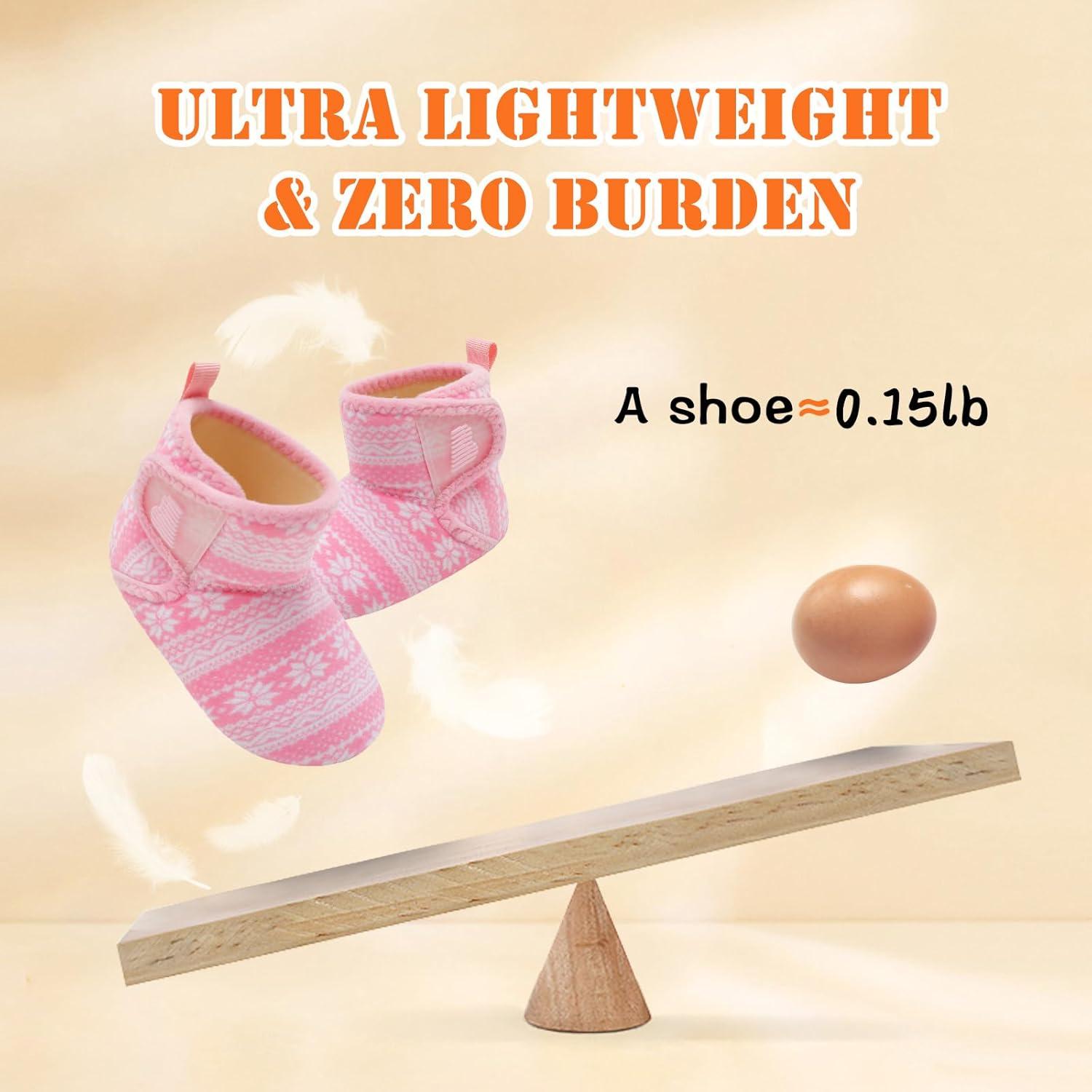 imageBARERUN Toddler Slippers Girls Boys House Shoes Baby Winter Booties Plush Cozy Kids House Slipper Warm Lightweight Infant Walking Shoes SocksSnowflake