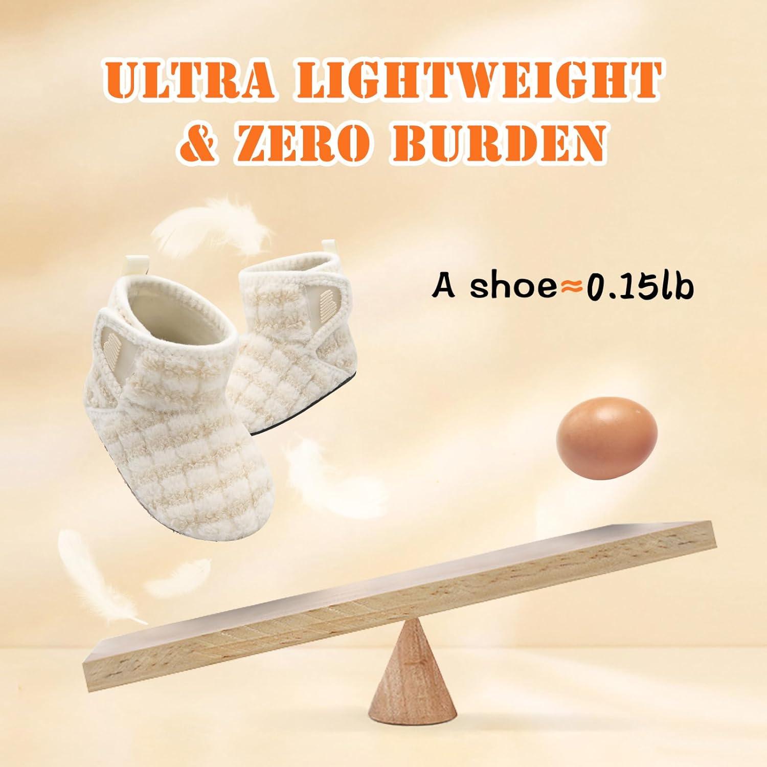 imageBARERUN Toddler Slippers Girls Boys House Shoes Baby Winter Booties Plush Cozy Kids House Slipper Warm Lightweight Infant Walking Shoes SocksStripe Beige