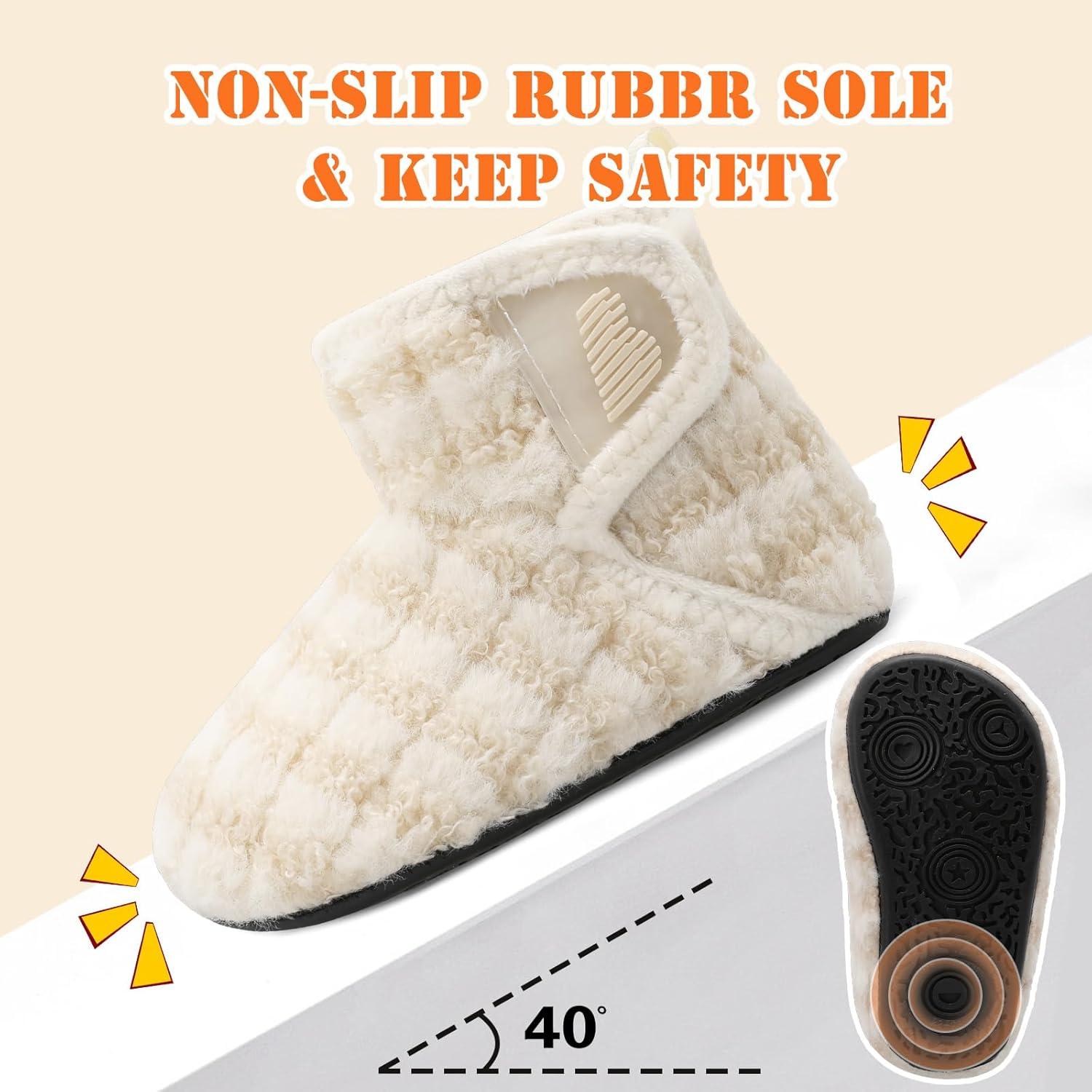 imageBARERUN Toddler Slippers Girls Boys House Shoes Baby Winter Booties Plush Cozy Kids House Slipper Warm Lightweight Infant Walking Shoes SocksStripe Beige