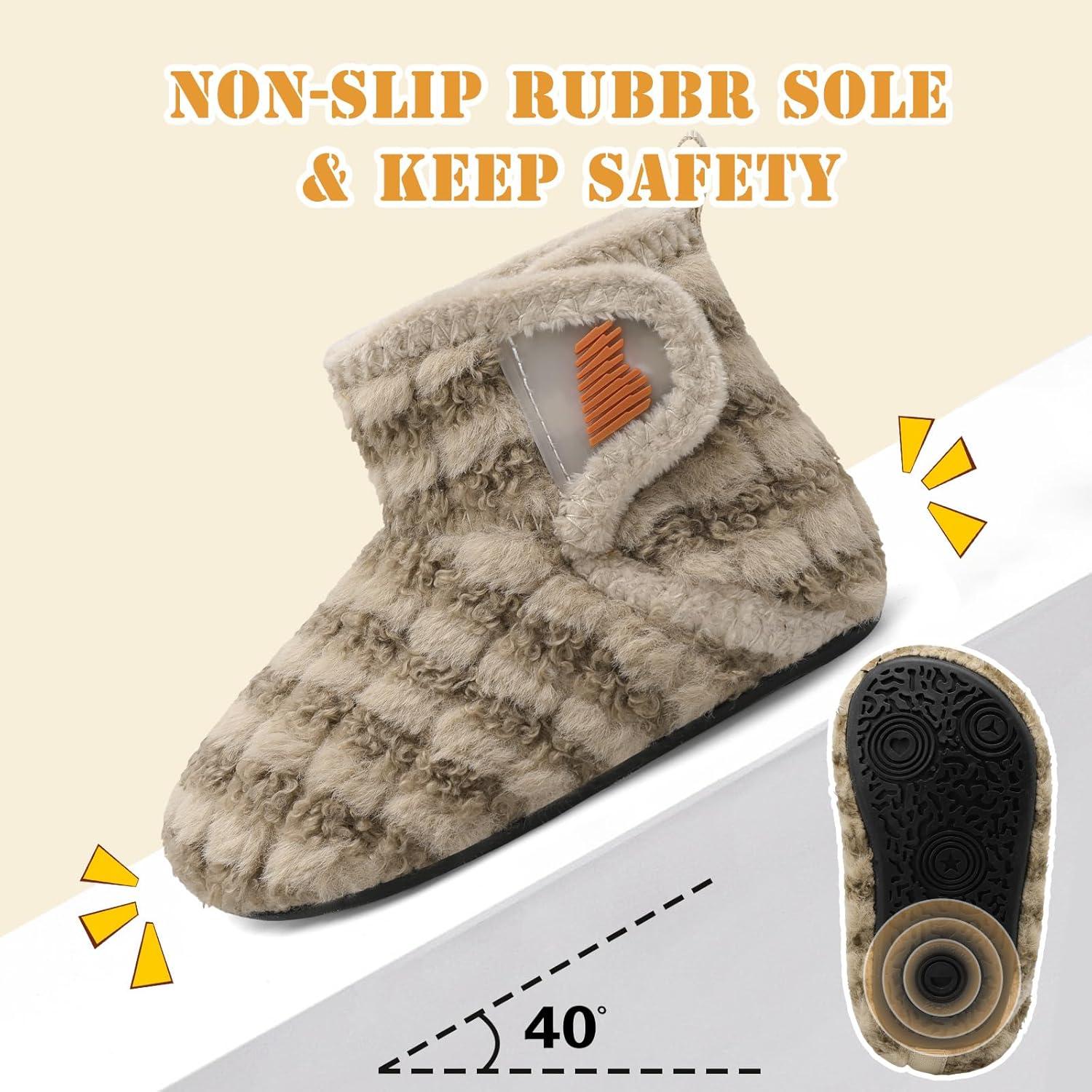 imageBARERUN Toddler Slippers Girls Boys House Shoes Baby Winter Booties Plush Cozy Kids House Slipper Warm Lightweight Infant Walking Shoes SocksStripe Brown