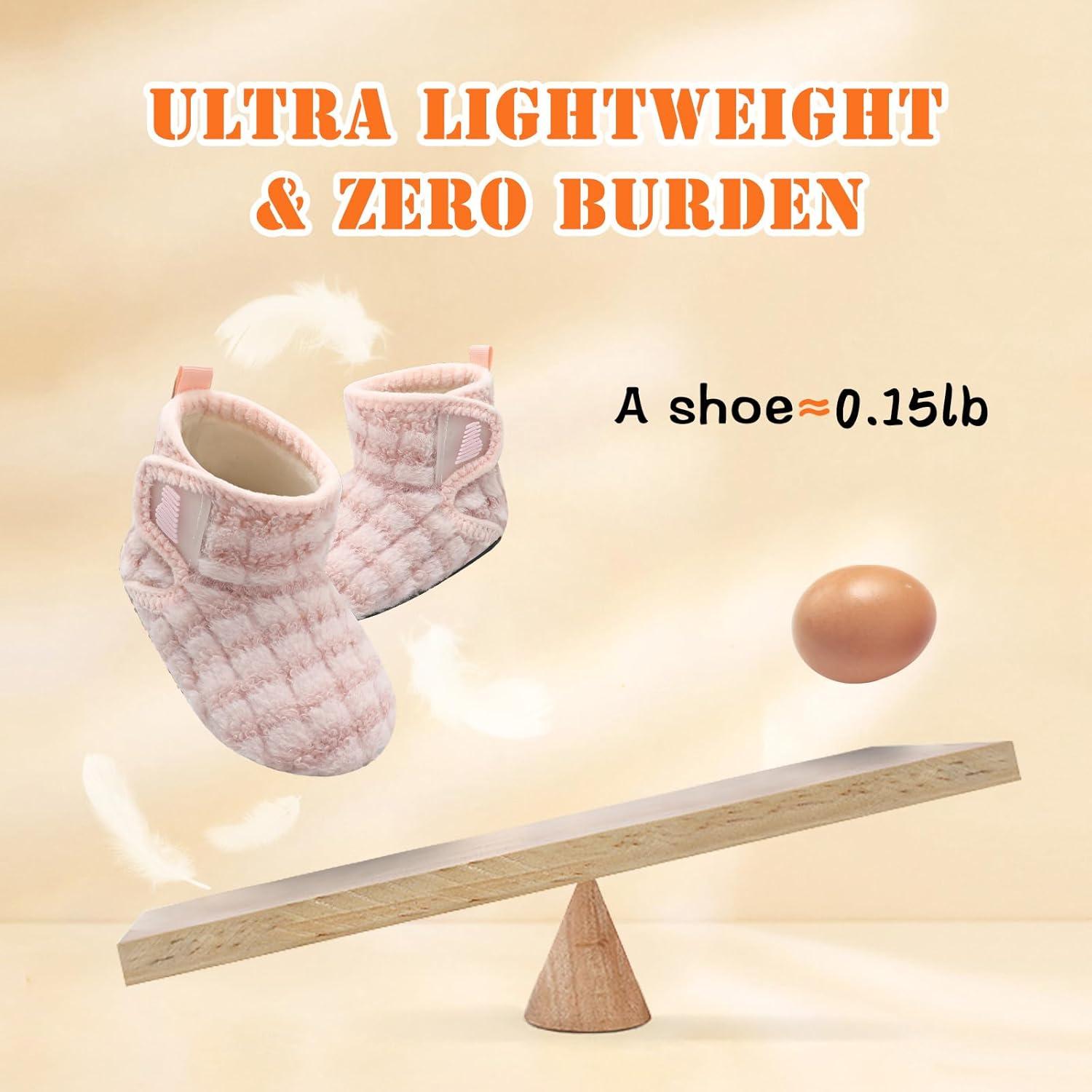 imageBARERUN Toddler Slippers Girls Boys House Shoes Baby Winter Booties Plush Cozy Kids House Slipper Warm Lightweight Infant Walking Shoes SocksStripe Pink