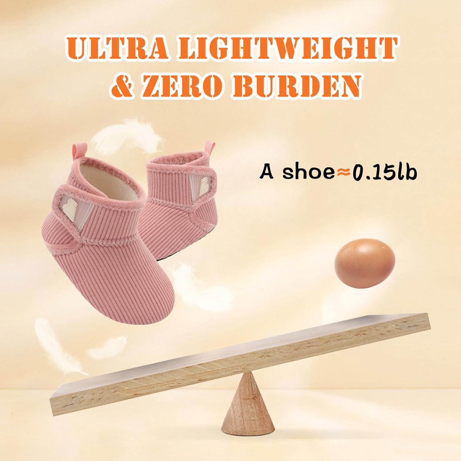 imageBARERUN Toddler Slippers Girls Boys House Shoes Baby Winter Booties Plush Cozy Kids House Slipper Warm Lightweight Infant Walking Shoes SocksVertical Pink