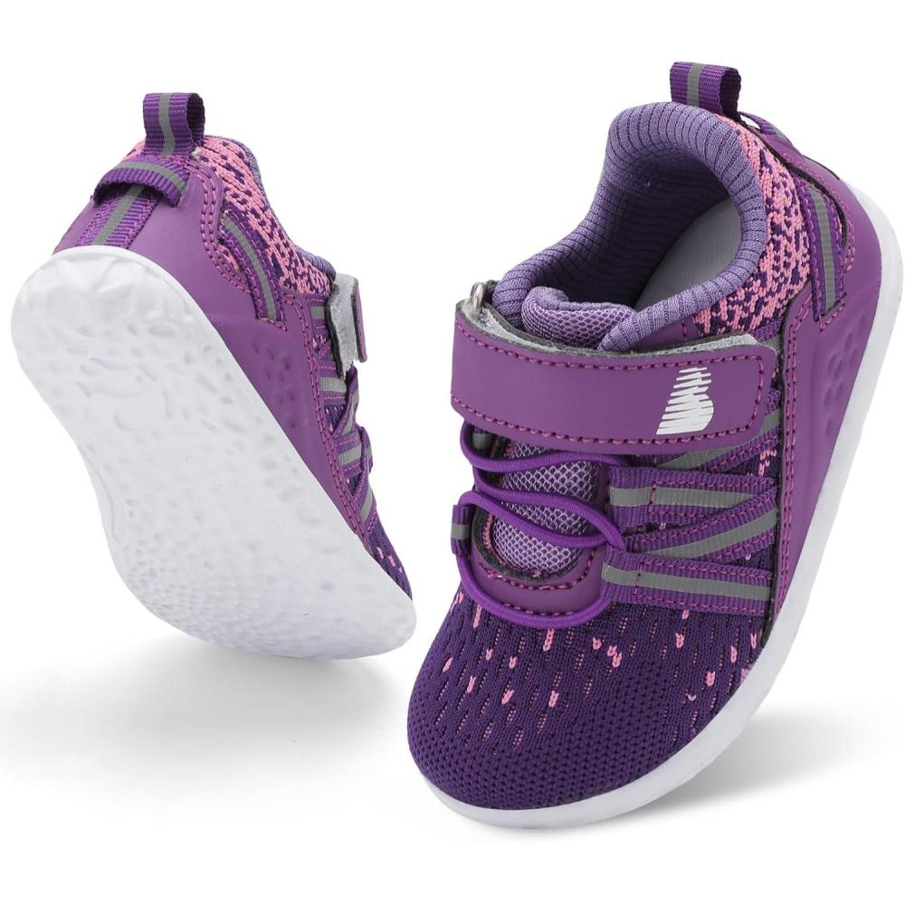 imageBARERUN Baby Sneakers Toddler Shoes Soft AntiSlip Sole Newborn First Walkers Infant Toddler Breathable Athletic Running ShoesA Purple